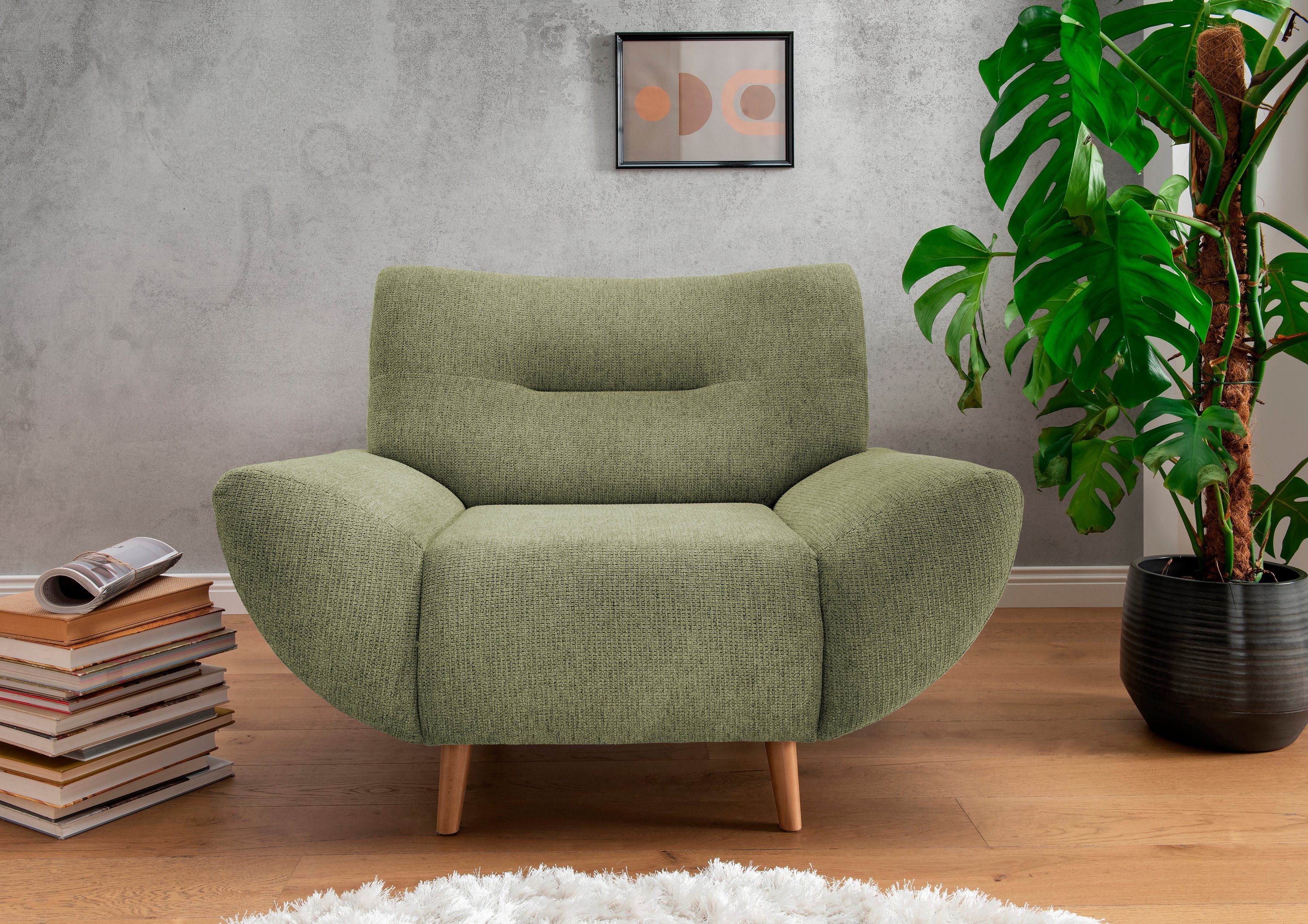 INOSIGN Zithoek Drago elegant en tijdloos, comfortabel, moderne vormtaal leverbaar als fauteuil/hoekbank, diverse stoffen, incl. 2 sierkussens (set, 3-delig)