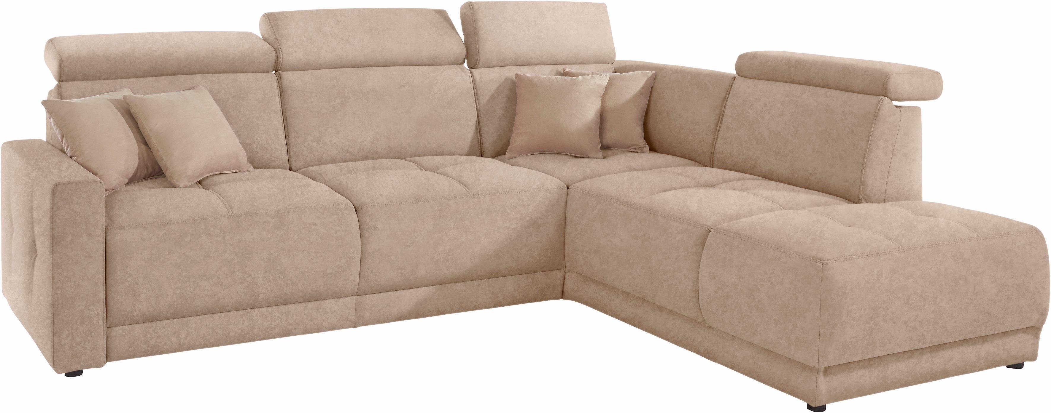 DOMO collection Hoekbank Ava, moderne zitstiksels met mooie dubbele naad, comfortabel, L-vorm