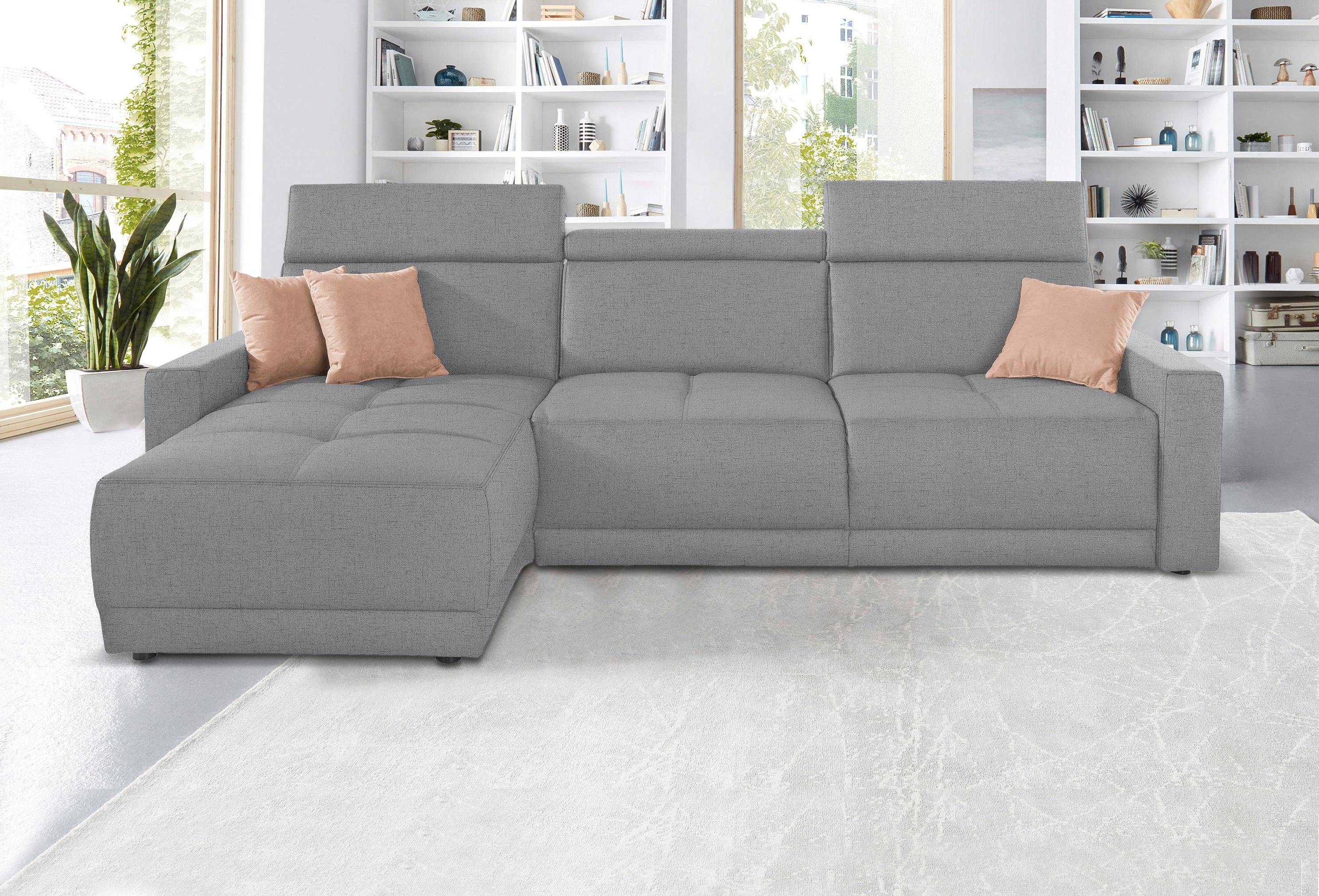 DOMO collection Hoekbank Ava L-vorm met récamier, binnenvering naar keuze met verstelbare hoofdsteun