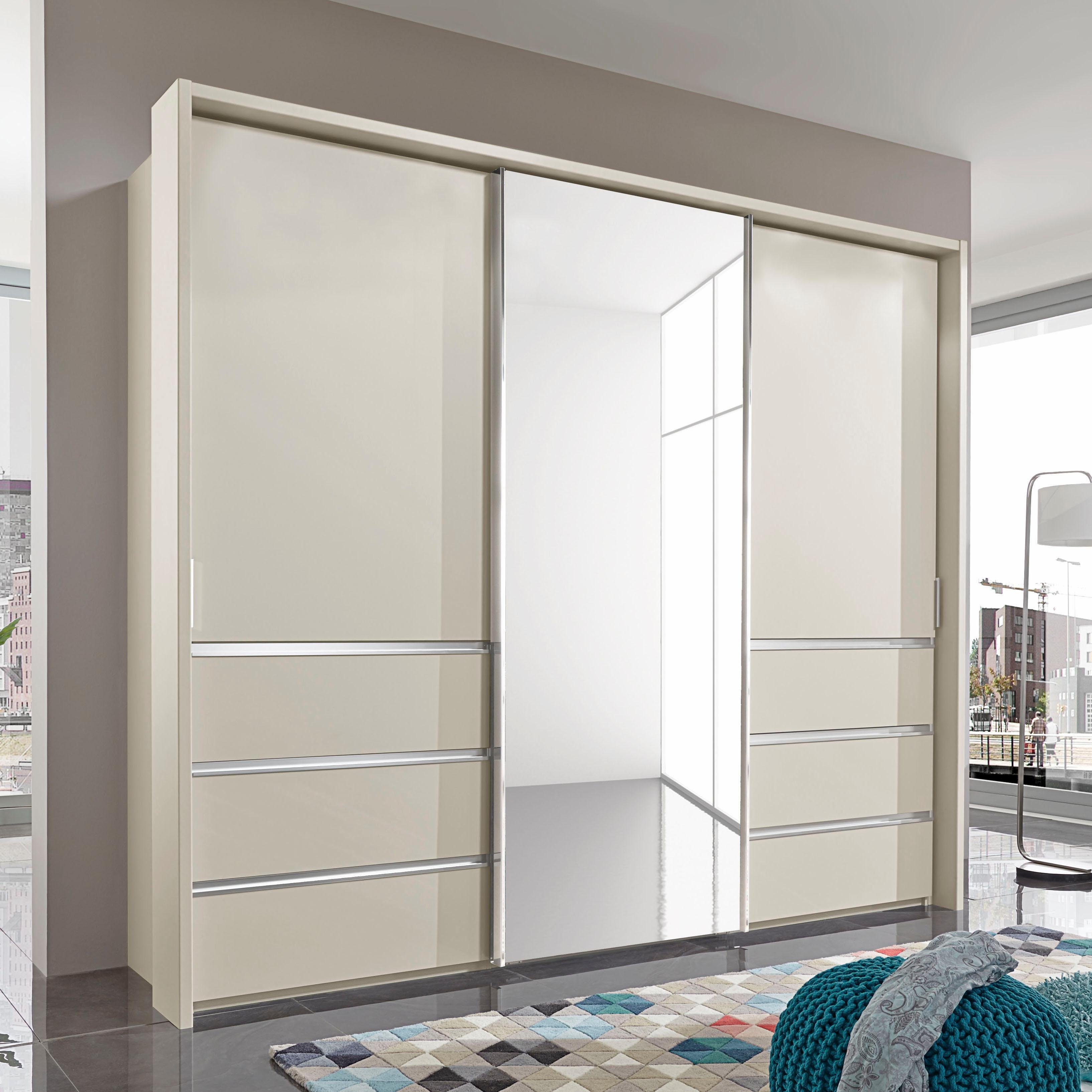 WIEMANN Zweefdeurkast Malibu met spiegel zweefdeurkasten maat 250 cm x 217 cm x 67 cm beige