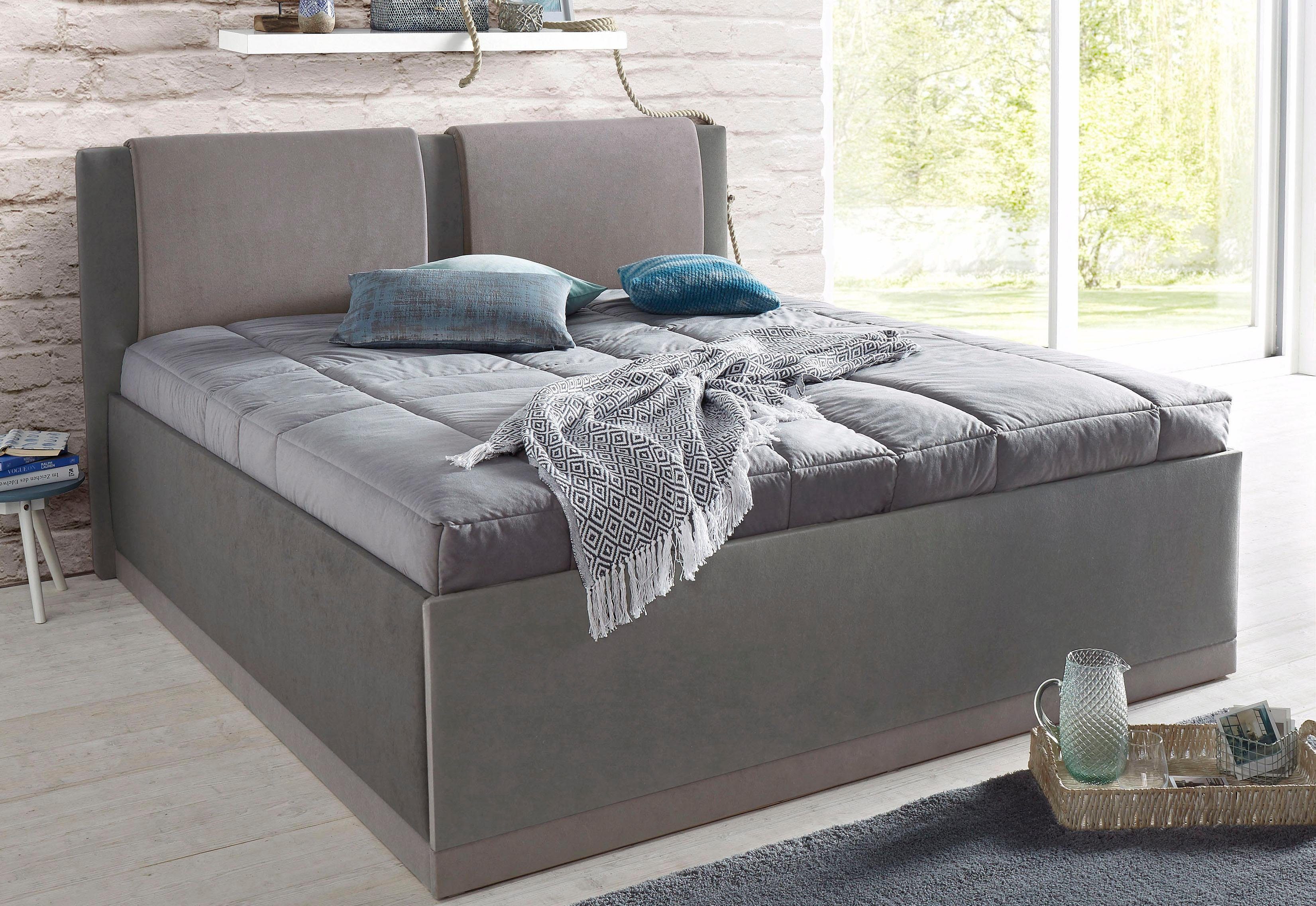 Westfalia Polsterbetten Gestoffeerd bed met bedkist en sprei bedden grijs