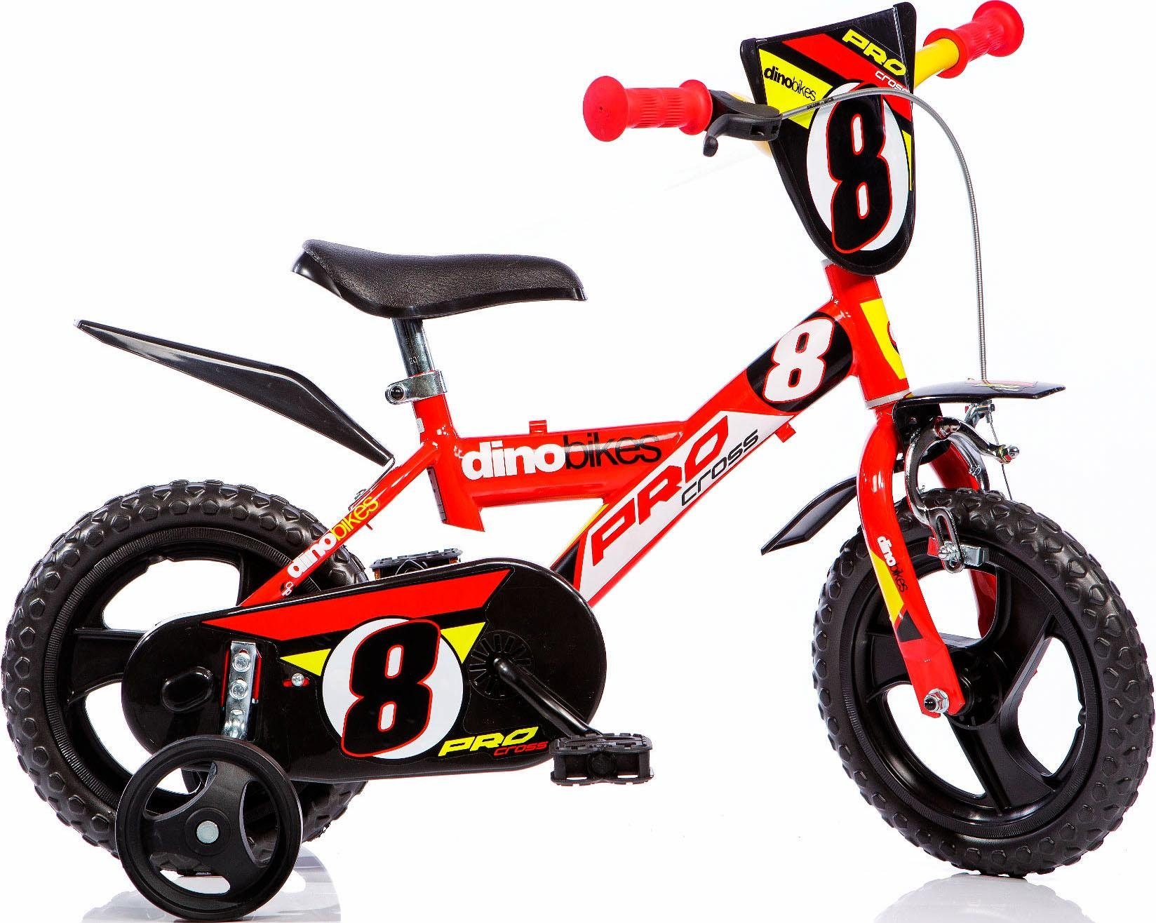 Dino Kinderfiets Mountainbike 12 inch met zijwieltjes, klep en coole spatborden