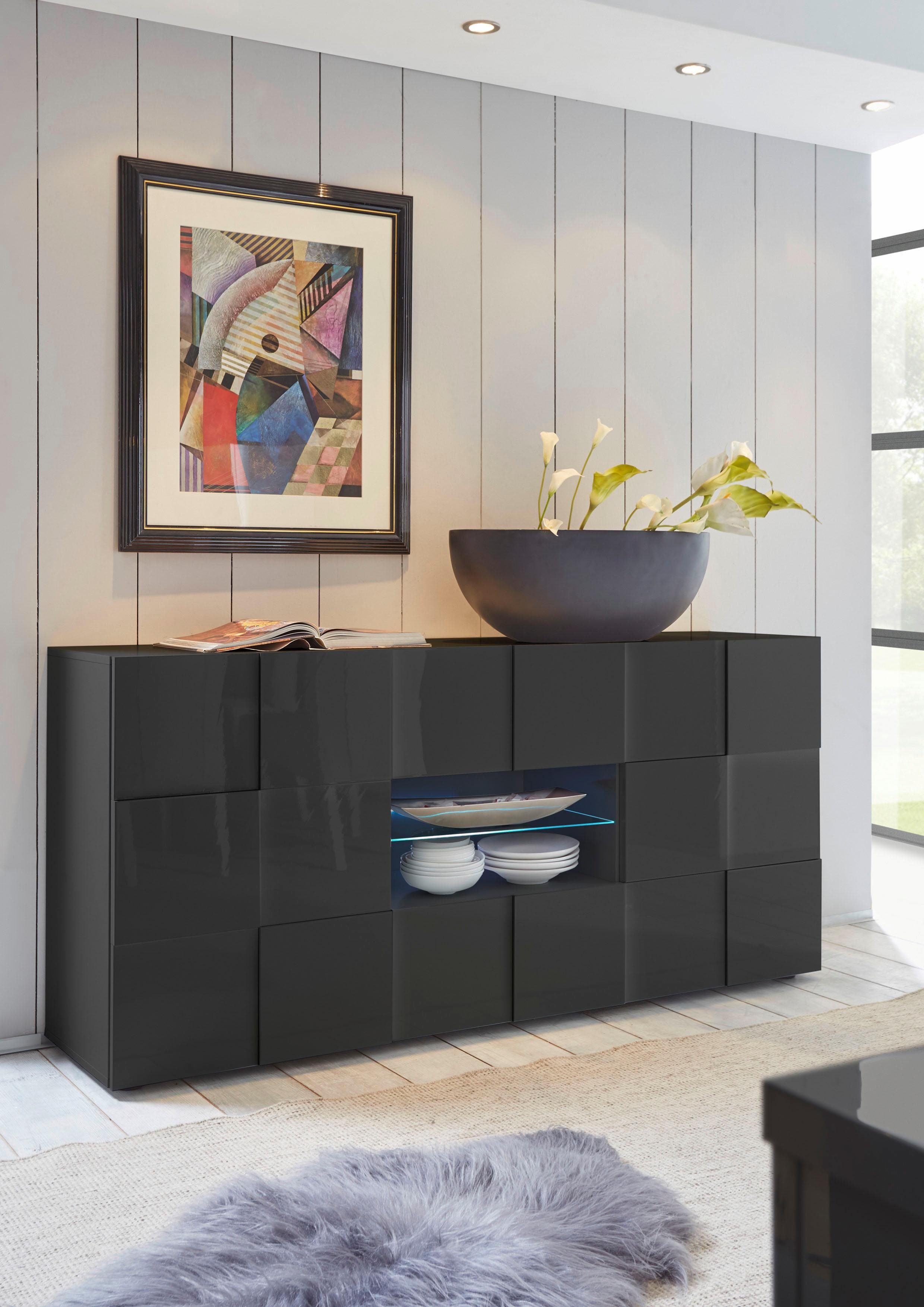 INOSIGN Dressoir Dama Breedte 181, Commode 2 deuren en 2 lades, Dressoir Front in 3D-uiterlijk, veel opbergruimte, verschillende kleuren