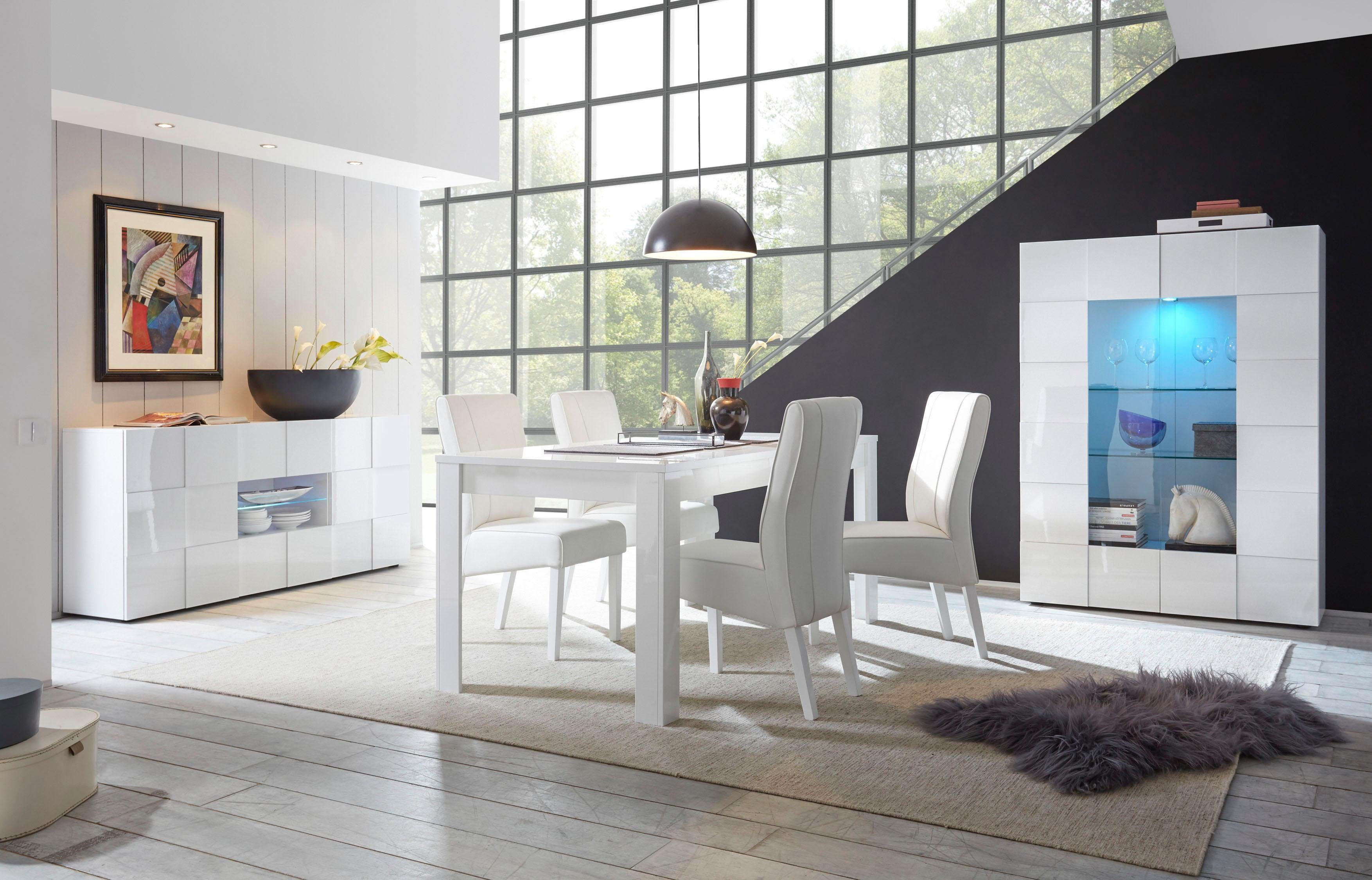 INOSIGN Vitrinekast Dama Hoogte 166 cm, Breedte 121 cm, Opberg vitrinekast met 2 deuren Staande vitrine - front in 3D-uiterlijk, veel opbergruimte, verschillende kleuren