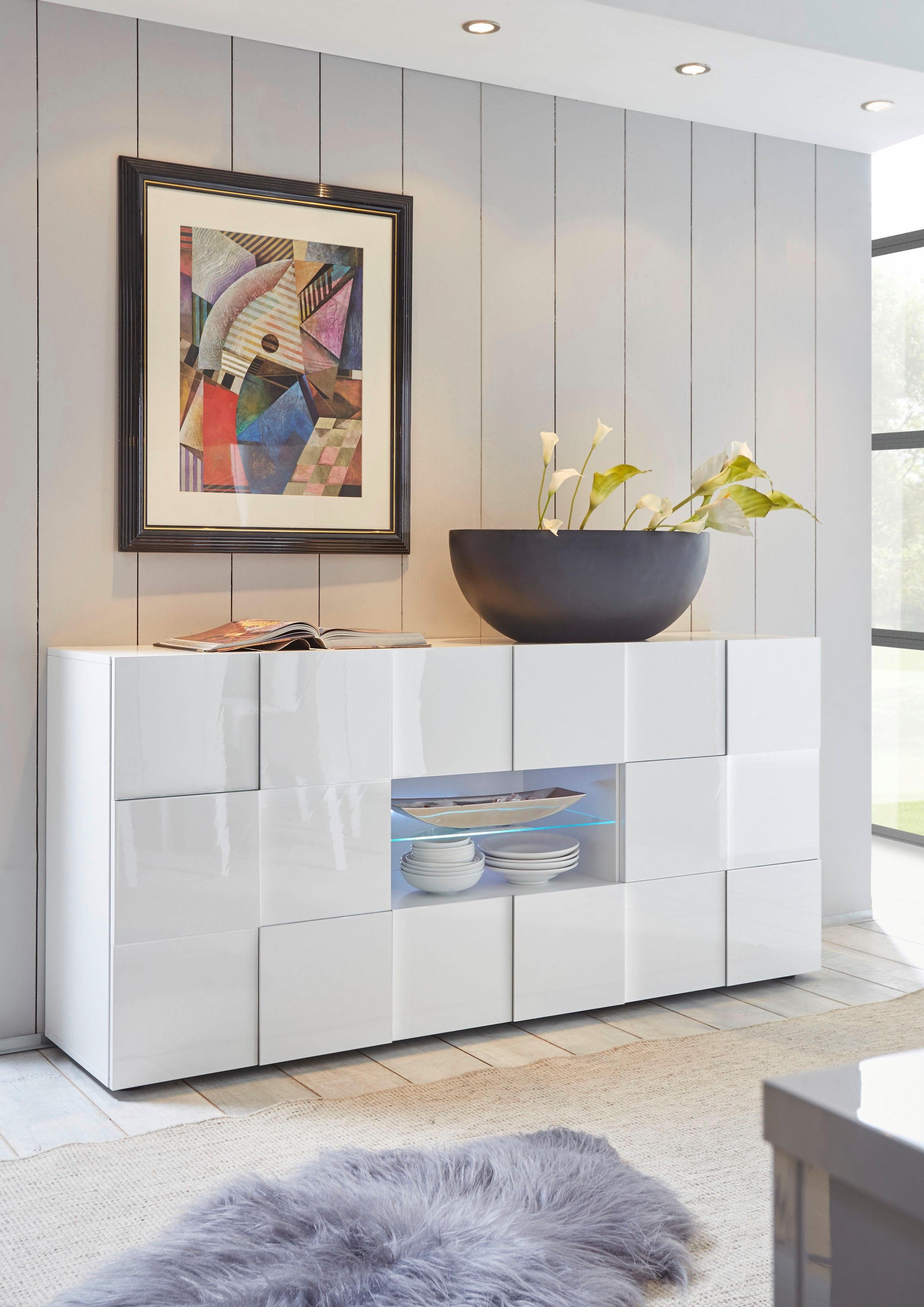 INOSIGN Dressoir Dama Breedte 181, Commode 2 deuren en 2 lades, Dressoir Front in 3D-uiterlijk, veel opbergruimte, verschillende kleuren