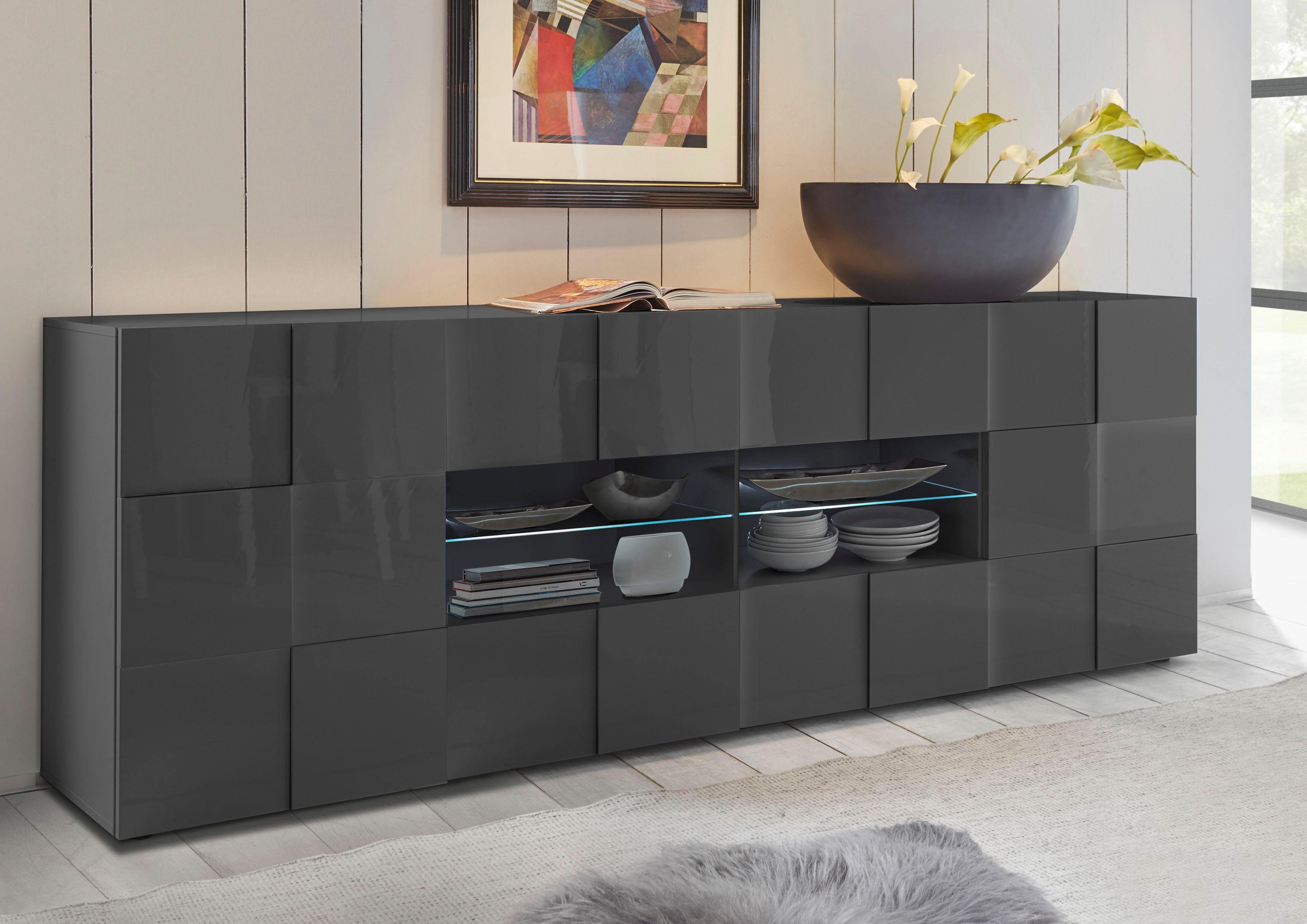 INOSIGN Dressoir Dama Breedte 241, Commode 2 deuren en 4 lades, Dressoir Front in 3D-uiterlijk, veel opbergruimte, verschillende kleuren