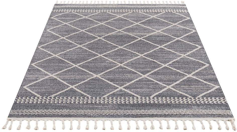 Carpet City Vloerkleed Art 2645 Korte pool, met kettingdraden, ruiten-look, ideaal voor woonkamer & slaapkamer