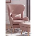 guido maria kretschmer homeliving fauteuil salla naar keuze met of zonder hocker, grote fauteuil: afm. bxdxh: 78x94x118 cm, overtrekstof ook in luxe-microvezel in imitatiebont-look roze