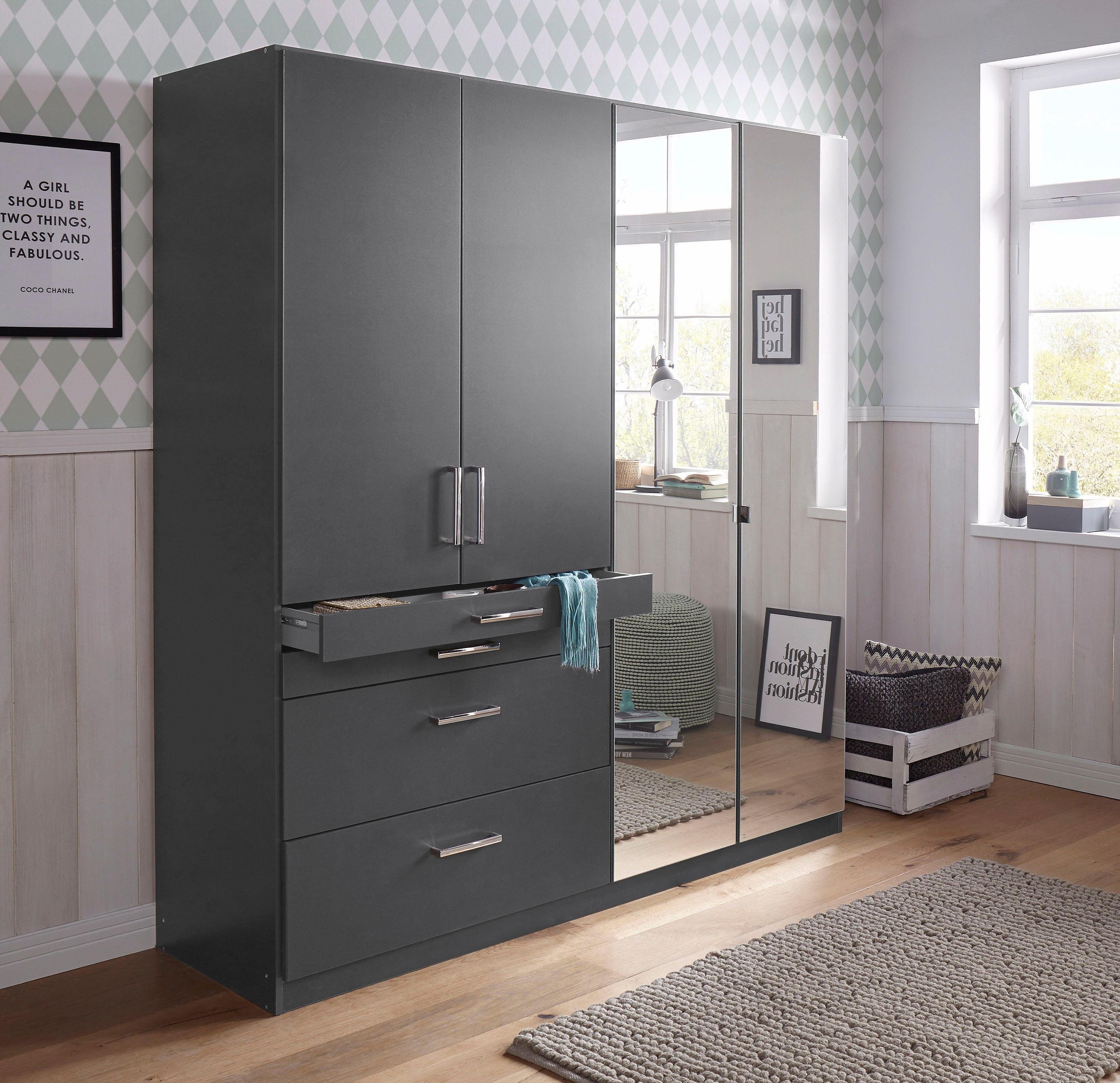 rauch Kledingkast Harburg bestseller in de slaapkamer Slaapkamerkast, garderobe met spiegel kledingkasten grijs