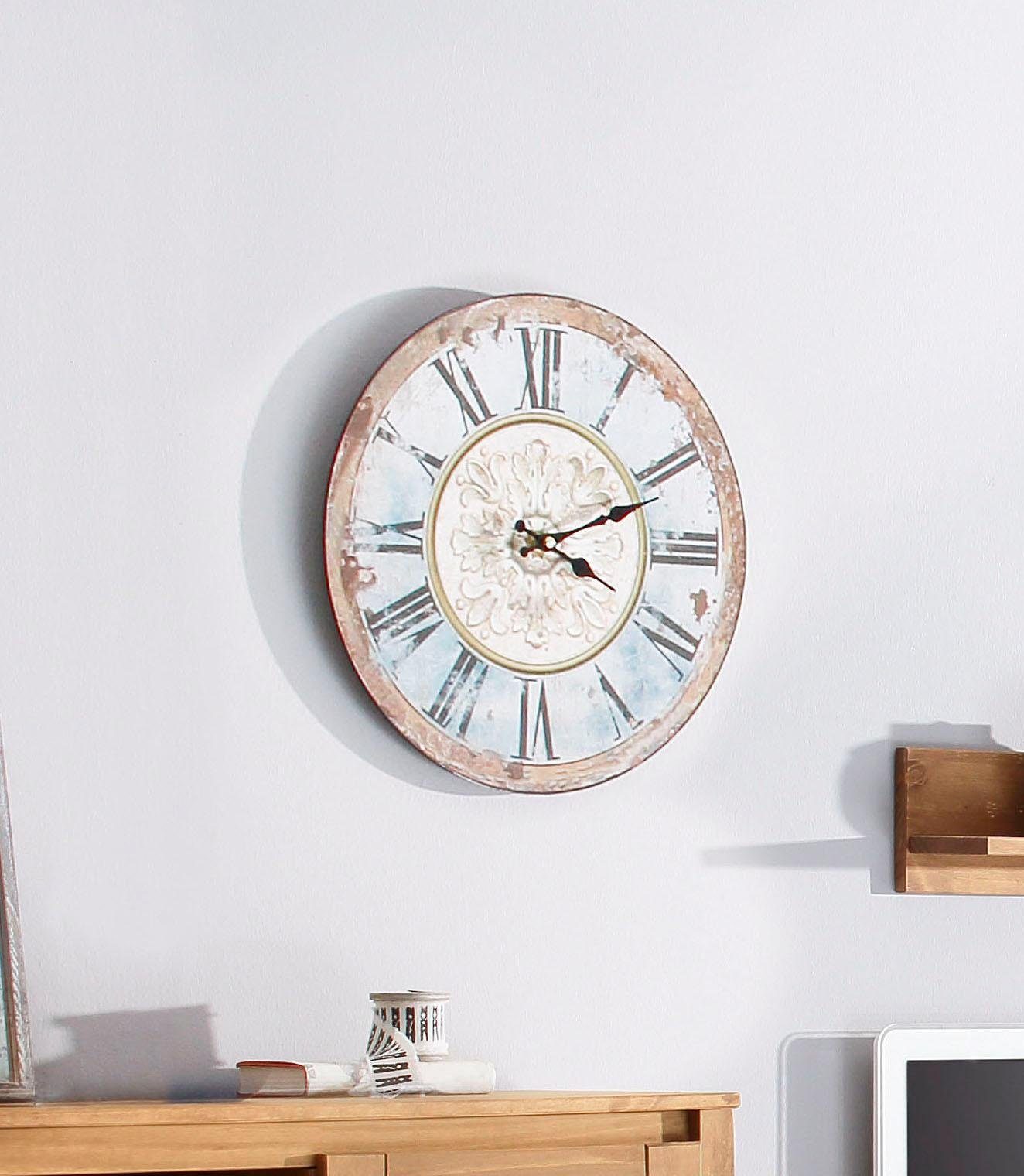 Home affaire Wandklok "Romance" romeinse cijfers, rond, ø 34 cm, vintage-look (1-delig)
