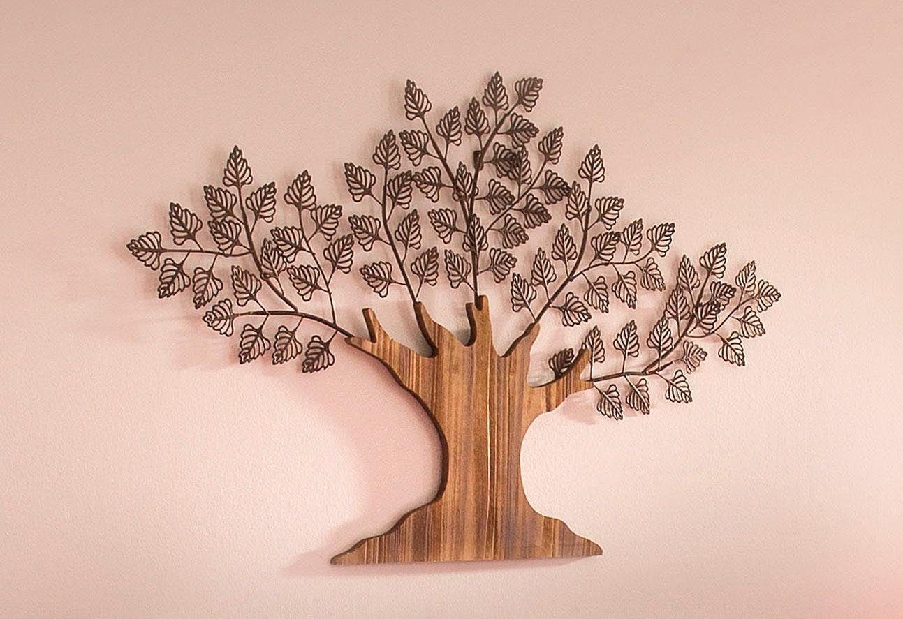 HOFMANN LIVING AND MORE Sierobject voor aan de wand Boom Materiaalmix van metaal en hout