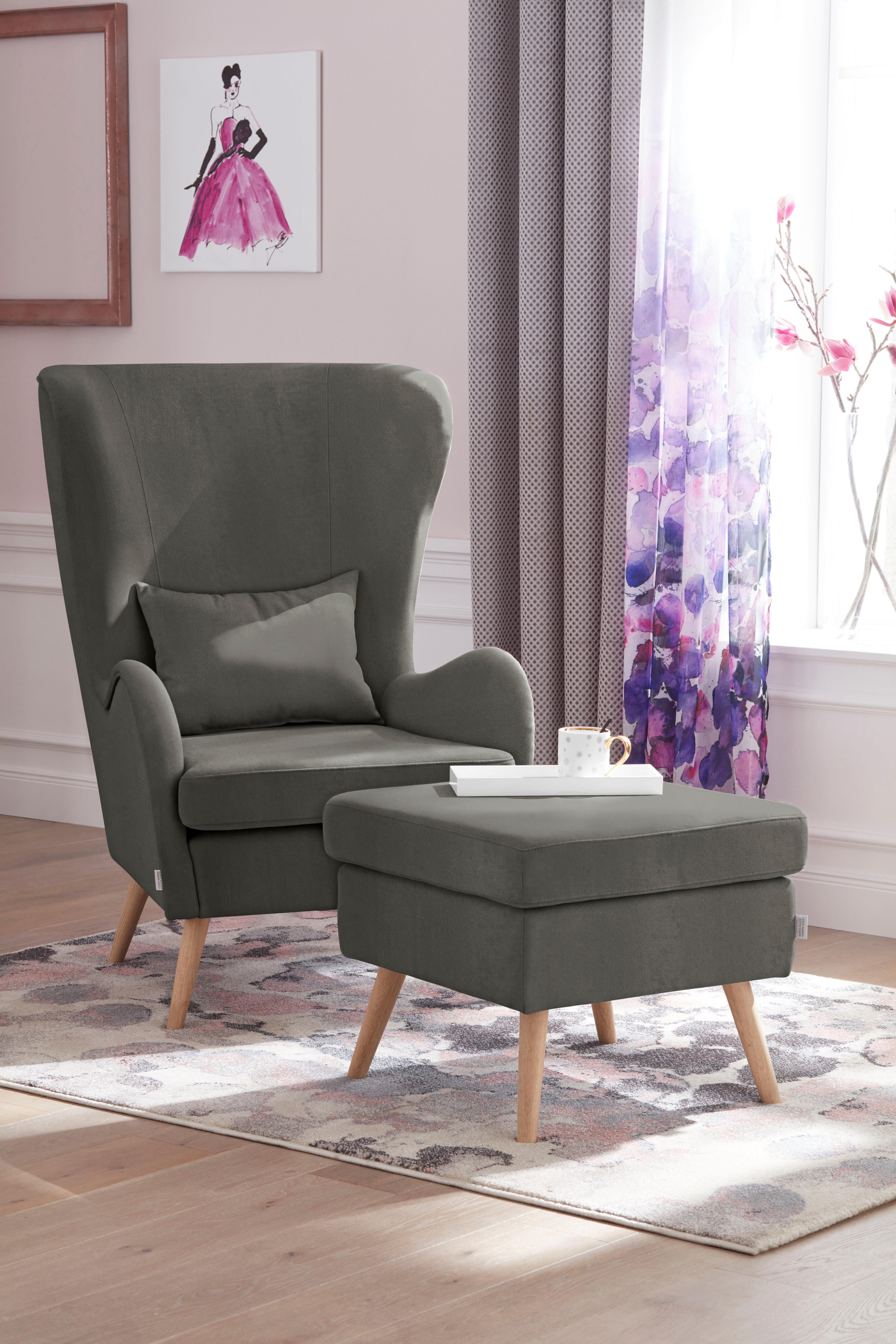 Home affaire Fauteuil Salla ook in imitatiebont en fijn corduroy, veel bekledingsopties, oorfauteuil (set)