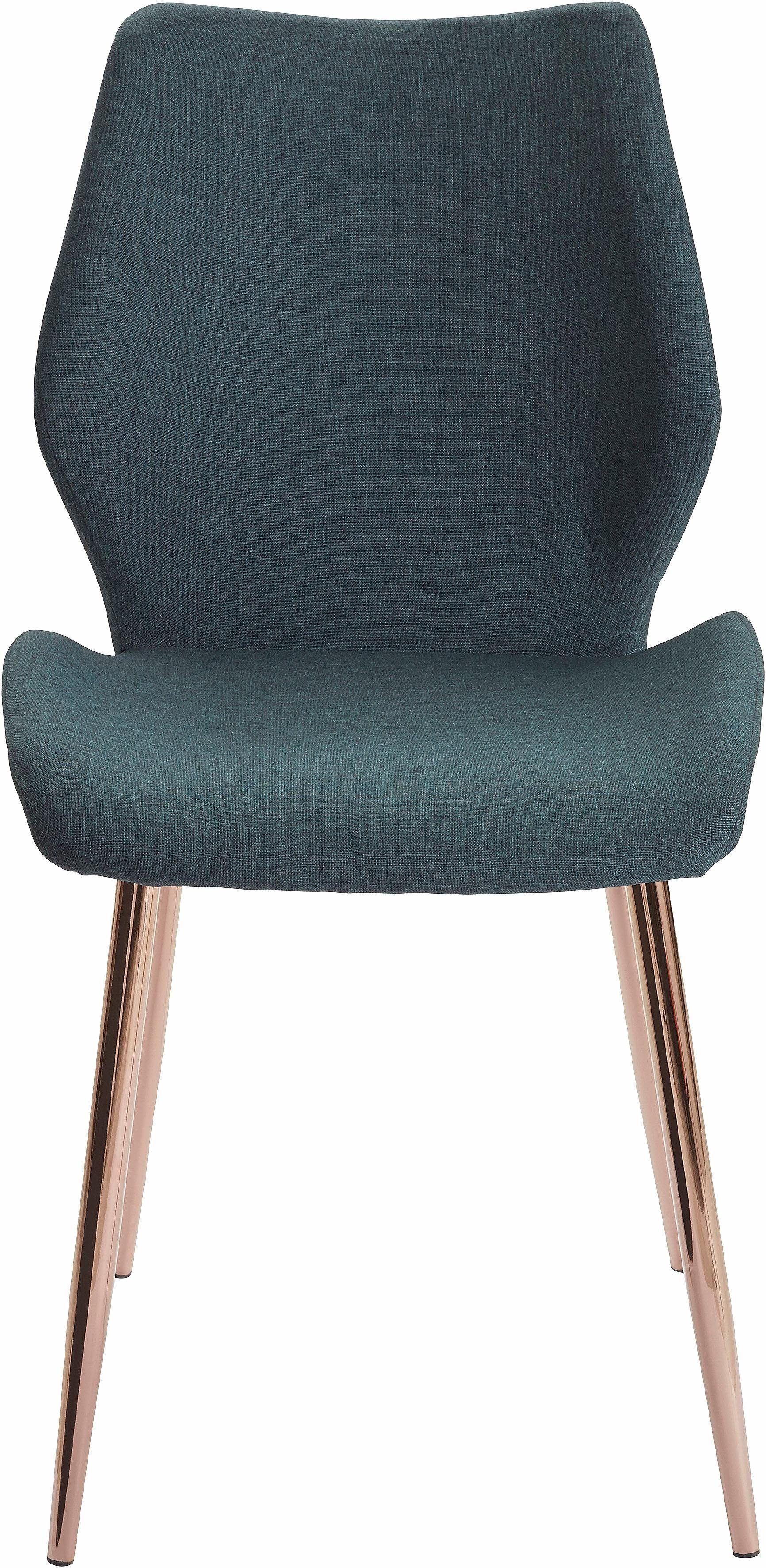 INOSIGN Eetkamerstoel Ayla Bekleding in weefstof, metalen frame koperkleur (set, 2 stuks)