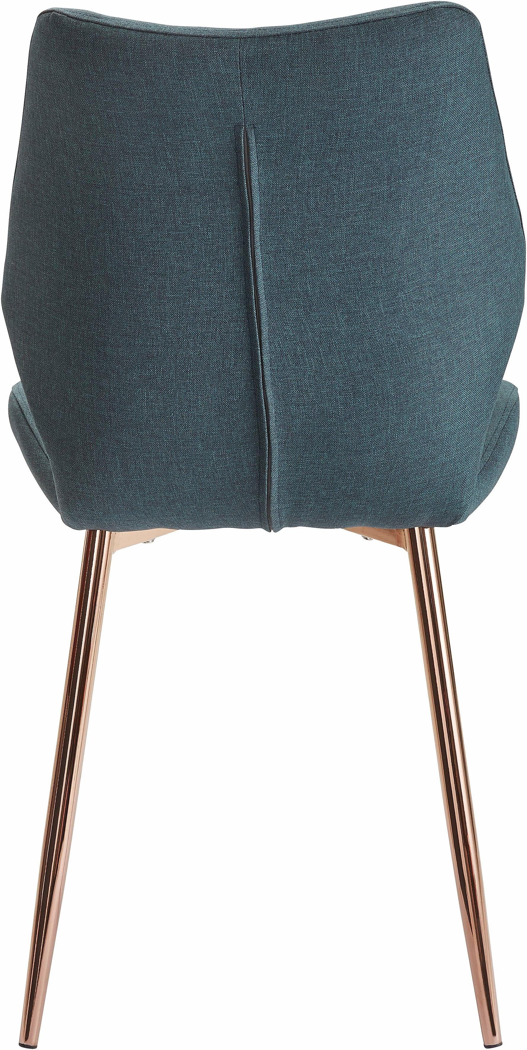 INOSIGN Eetkamerstoel Ayla Bekleding in weefstof, metalen frame koperkleur (set, 2 stuks)