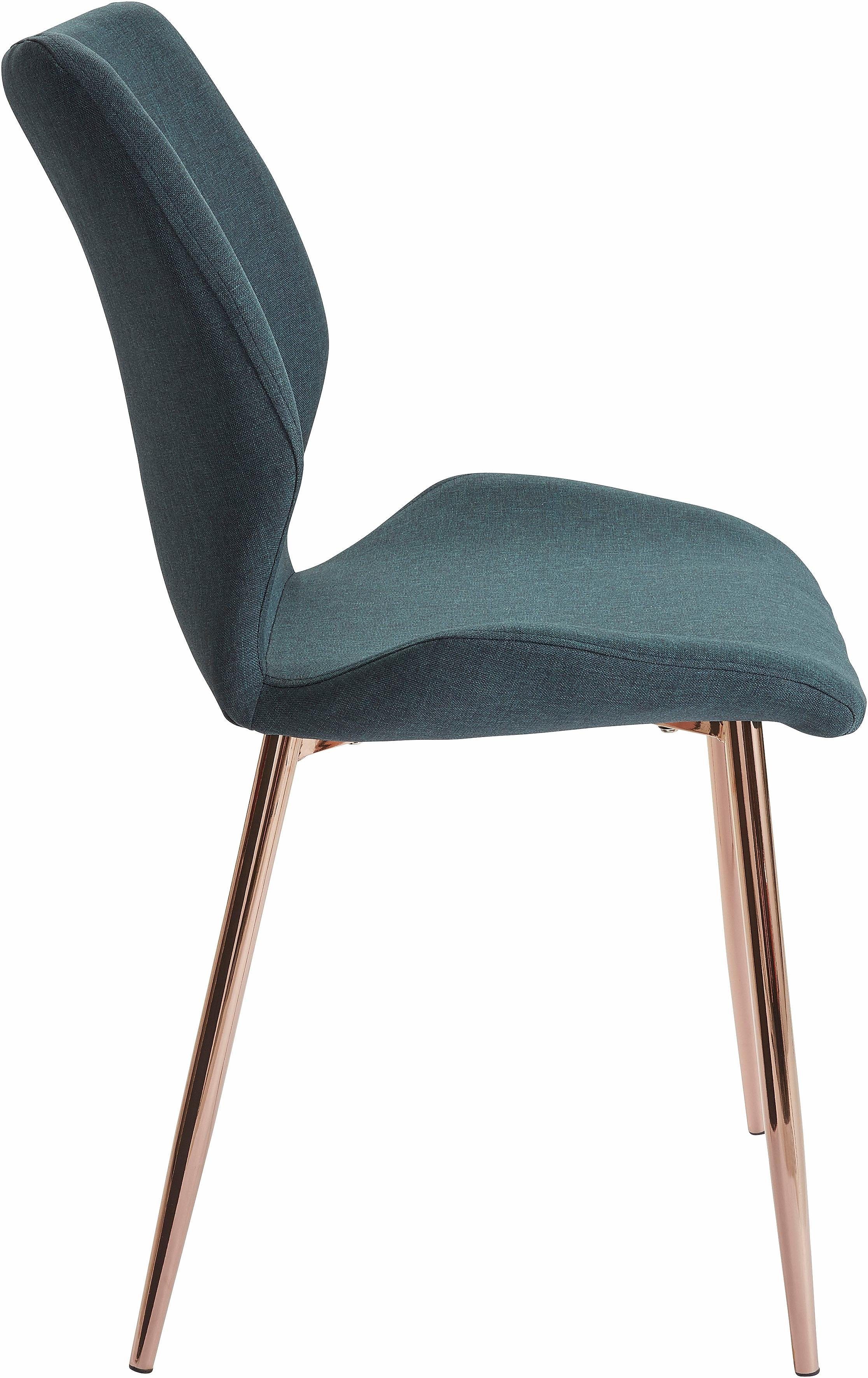 INOSIGN Eetkamerstoel Ayla Bekleding in weefstof, metalen frame koperkleur (set, 2 stuks)