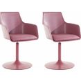 inosign eetkamerstoel ontario kunststof houder met zitkussen in imitatieleer overtrokken, met in kleur bijpassend metalen frame (set, 2 stuks) roze