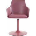 inosign eetkamerstoel ontario kunststof houder met zitkussen in imitatieleer overtrokken, met in kleur bijpassend metalen frame (set, 2 stuks) roze