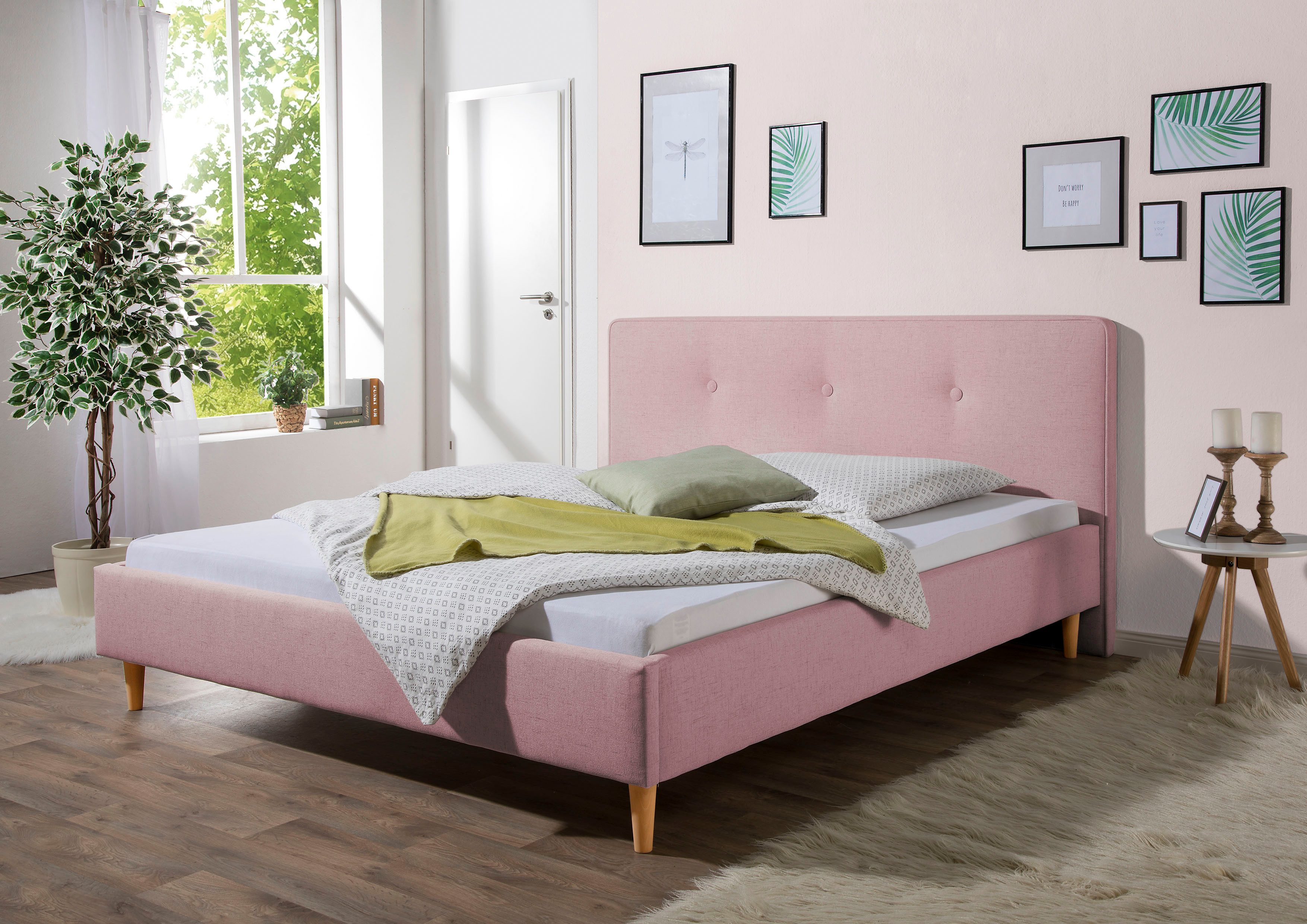 Maintal Gestoffeerd bed Lonepine Zijkanten van het bed zelf te monteren, zonder bedkist bedden roze