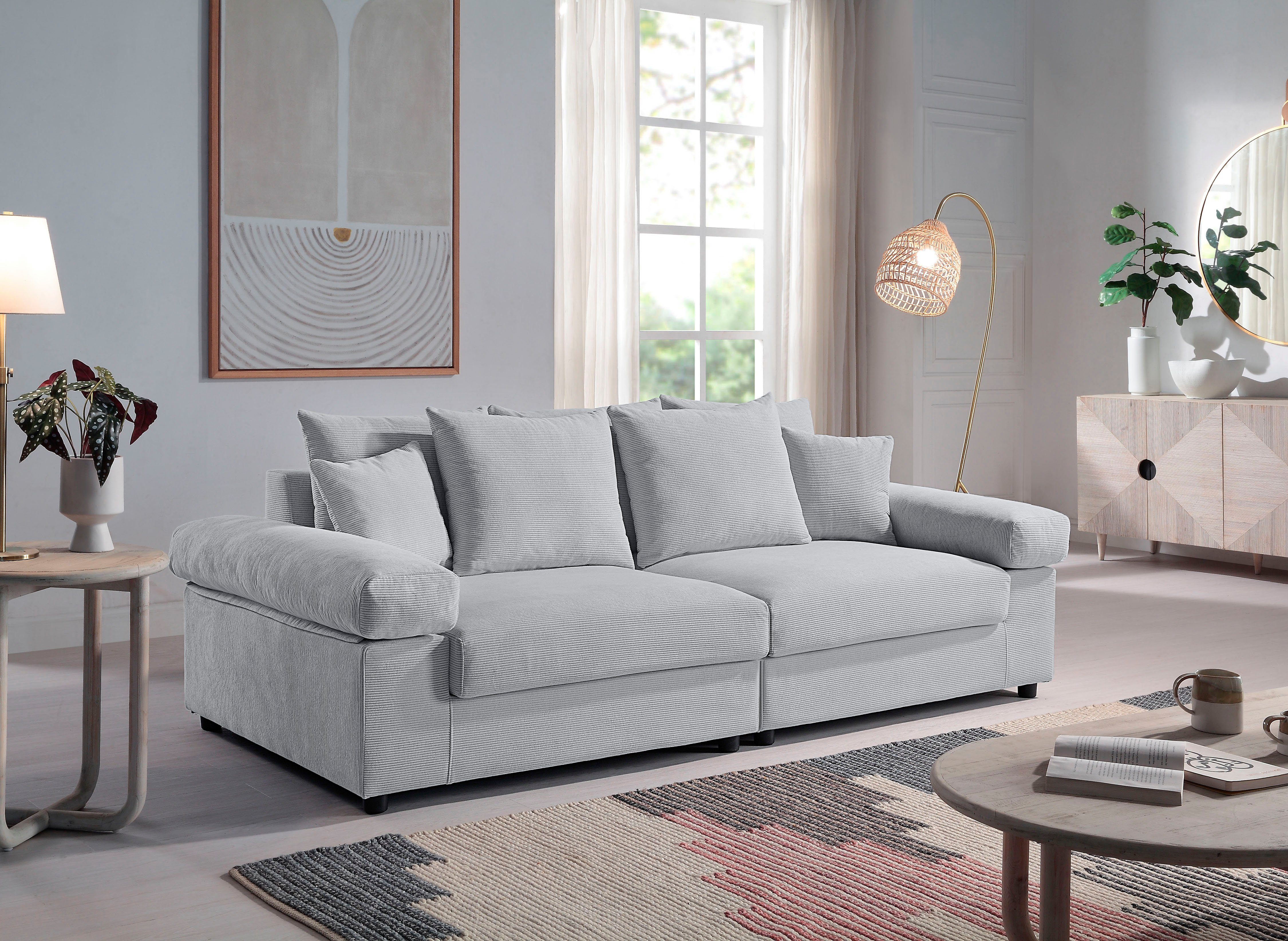 ATLANTIC home collection Megabank Bjoern met cordbekleding, xxl-zitoppervlak, met binnenvering, vrij plaatsbaar