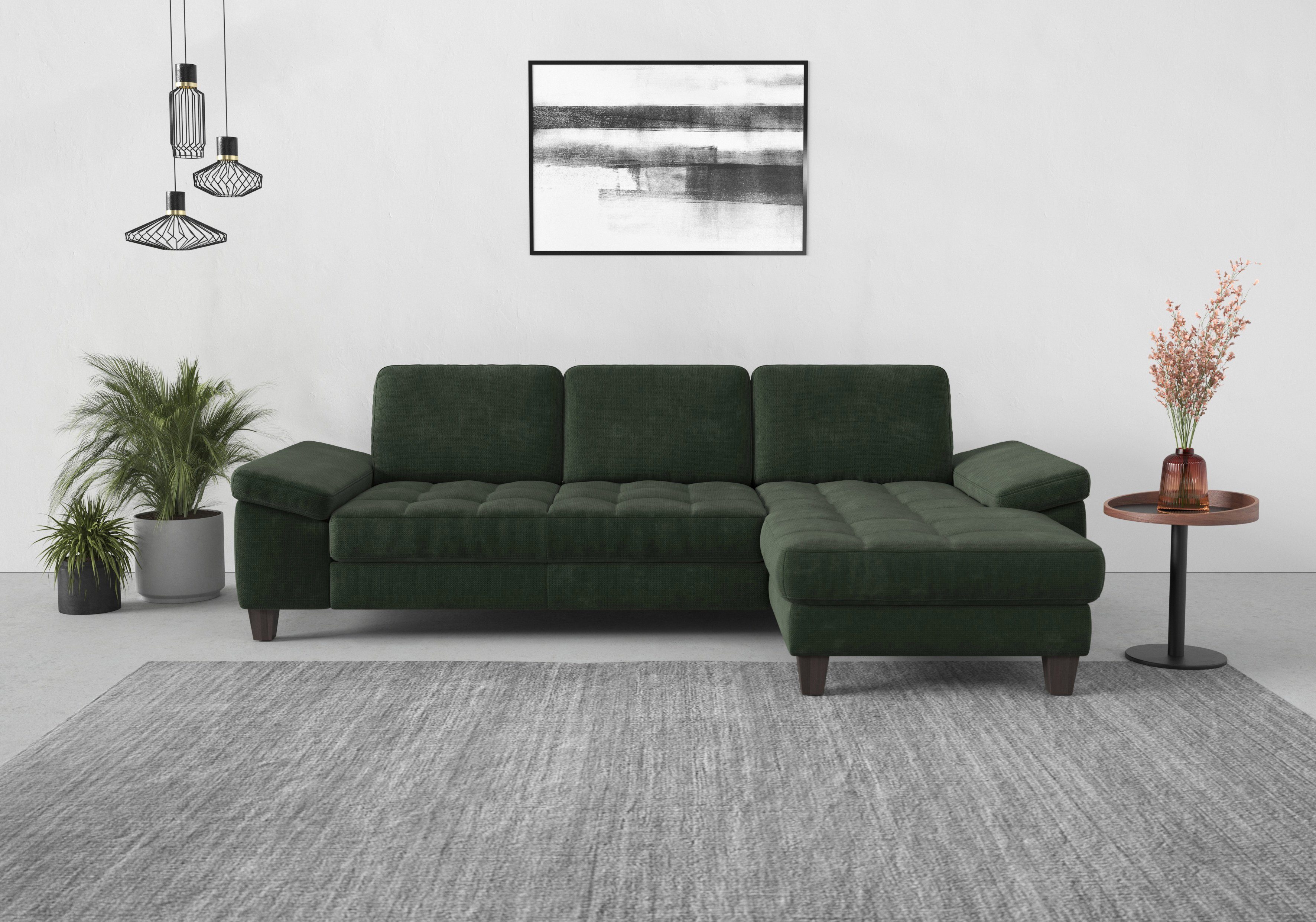 sit&more Hoekbank Westham L-vorm Récamier, met of zonder slaapfunctie, bedkist, poten in wengékleur groen, hoekbanken, Breedte ligoppervlak: 0 cm,