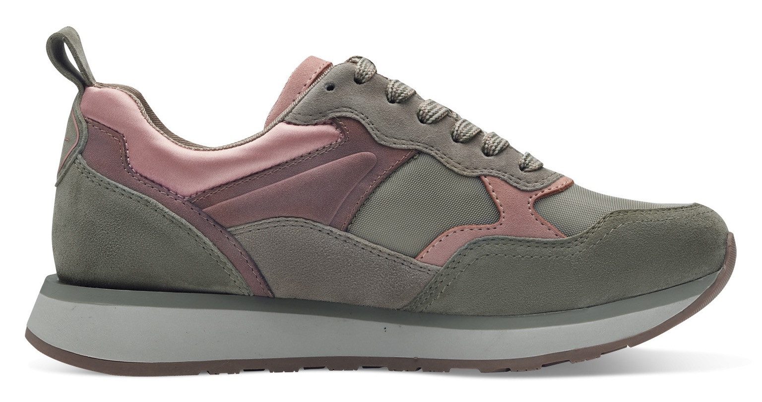 Tamaris Sneakers met sleehak vrijetijdsschoen, lage schoen, veterschoen met contrastafwerkingen
