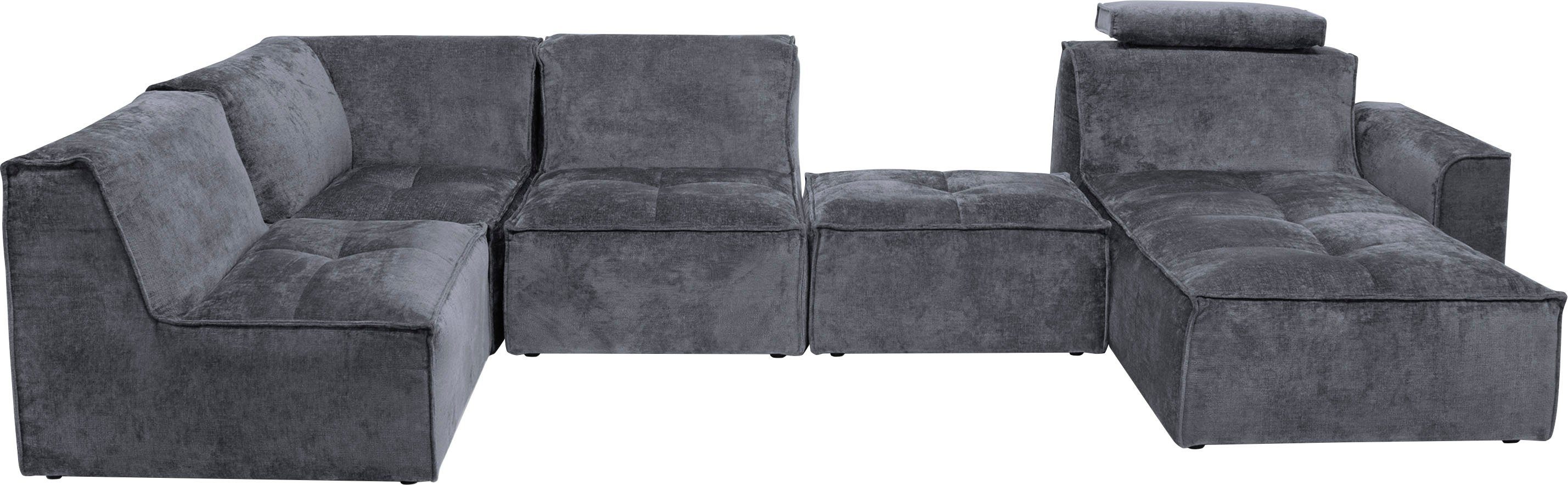 RAUM.ID Zithoek Monolid U-Vorm Afzonderlijke module voor combinatie op maat, bekleding in teddy-look (7-delig)