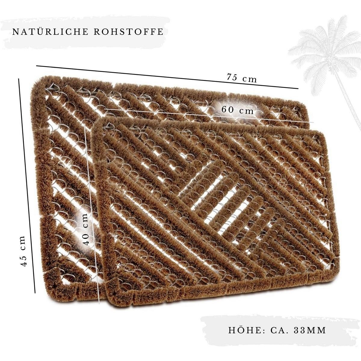 HANSE Home Mat Grid Brushes Mat, deurmat Raster, robuust, borstels, binnen, buiten, vuilafstotend, weerbestendig