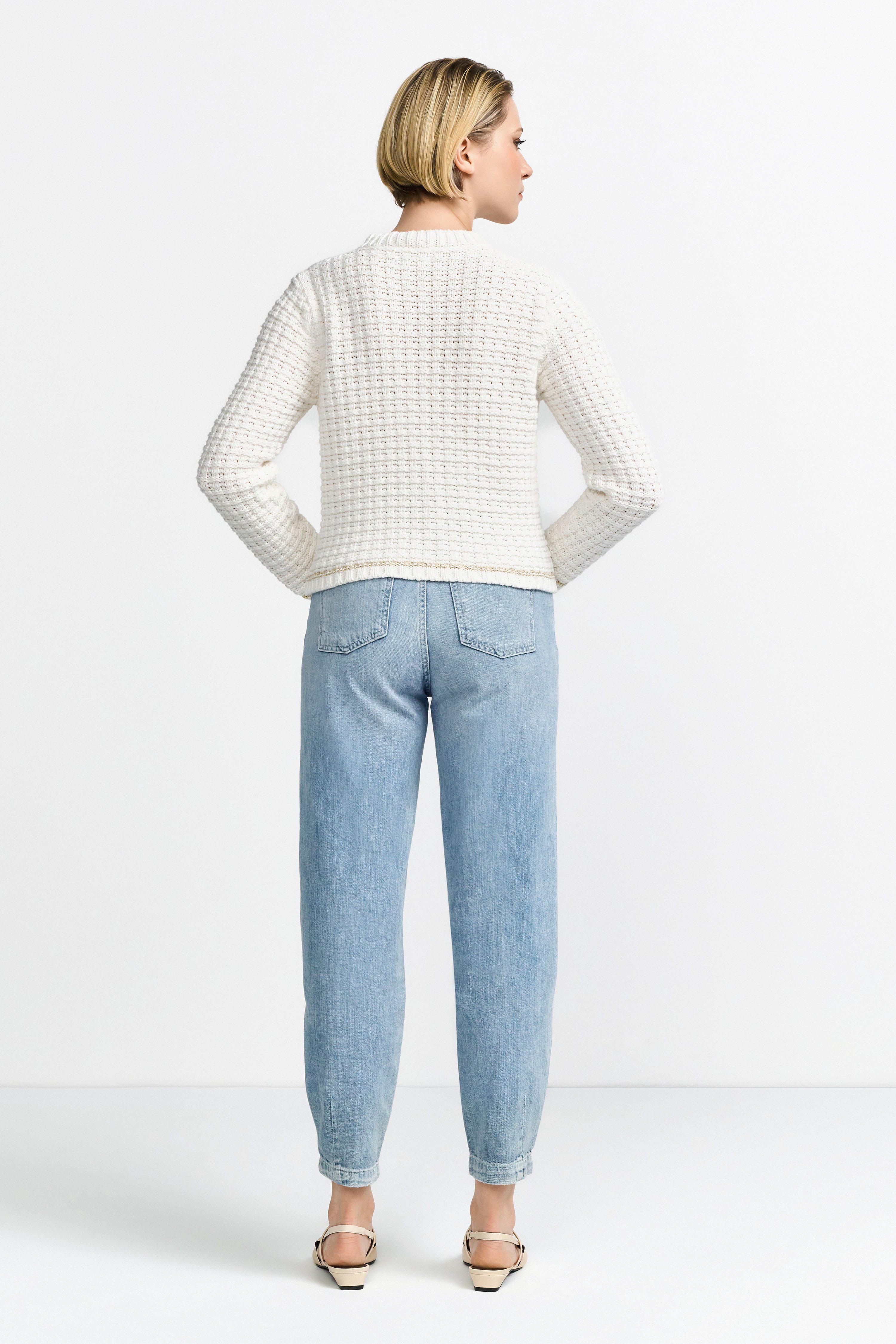Rich & Royal Vest Met goudkleurige effectgaren aan de zoom en mouwen