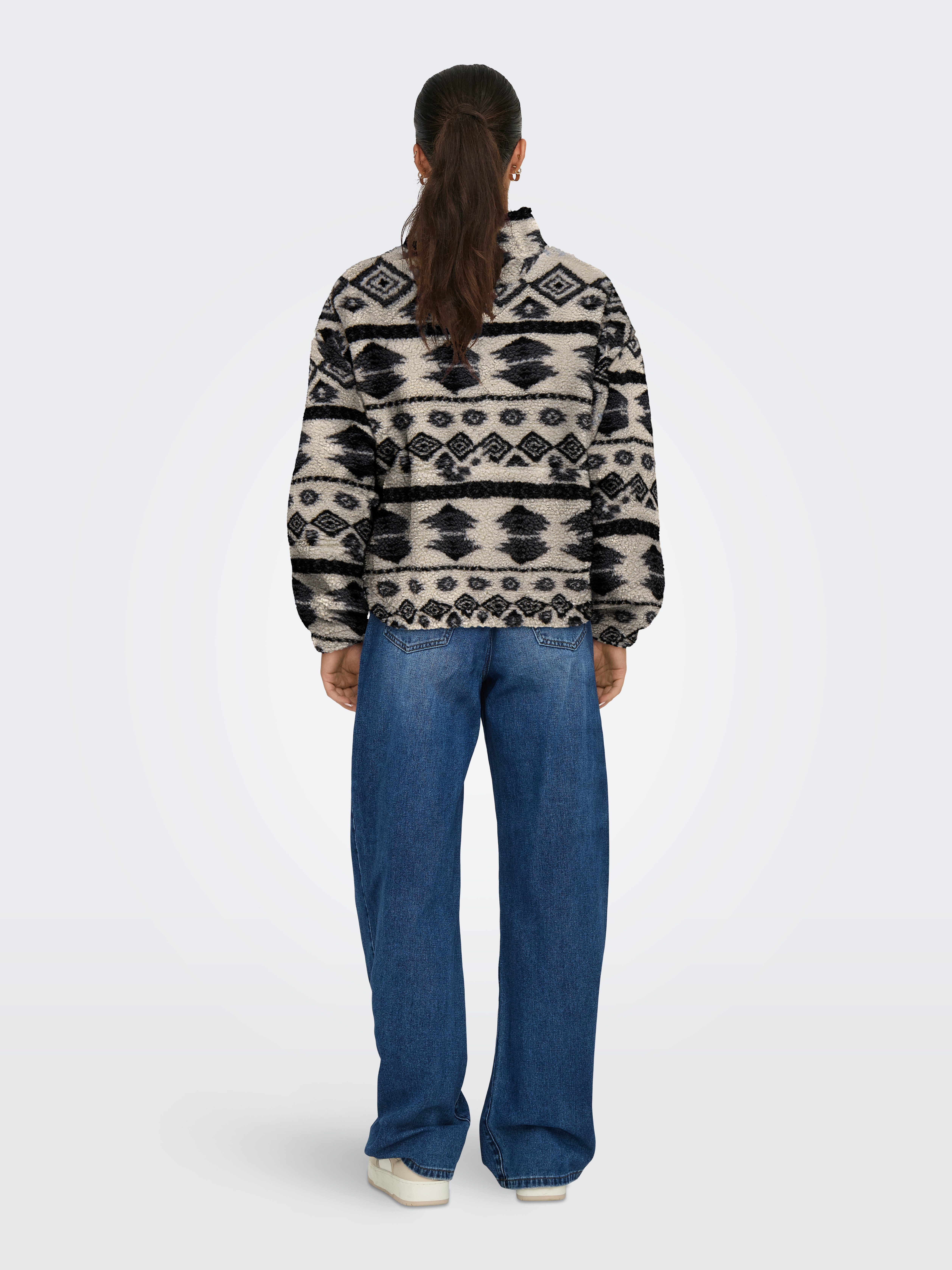 Only Sweatshirt ONLJANNE AZTEC TEDDY L/S HALFZIP CC SWT