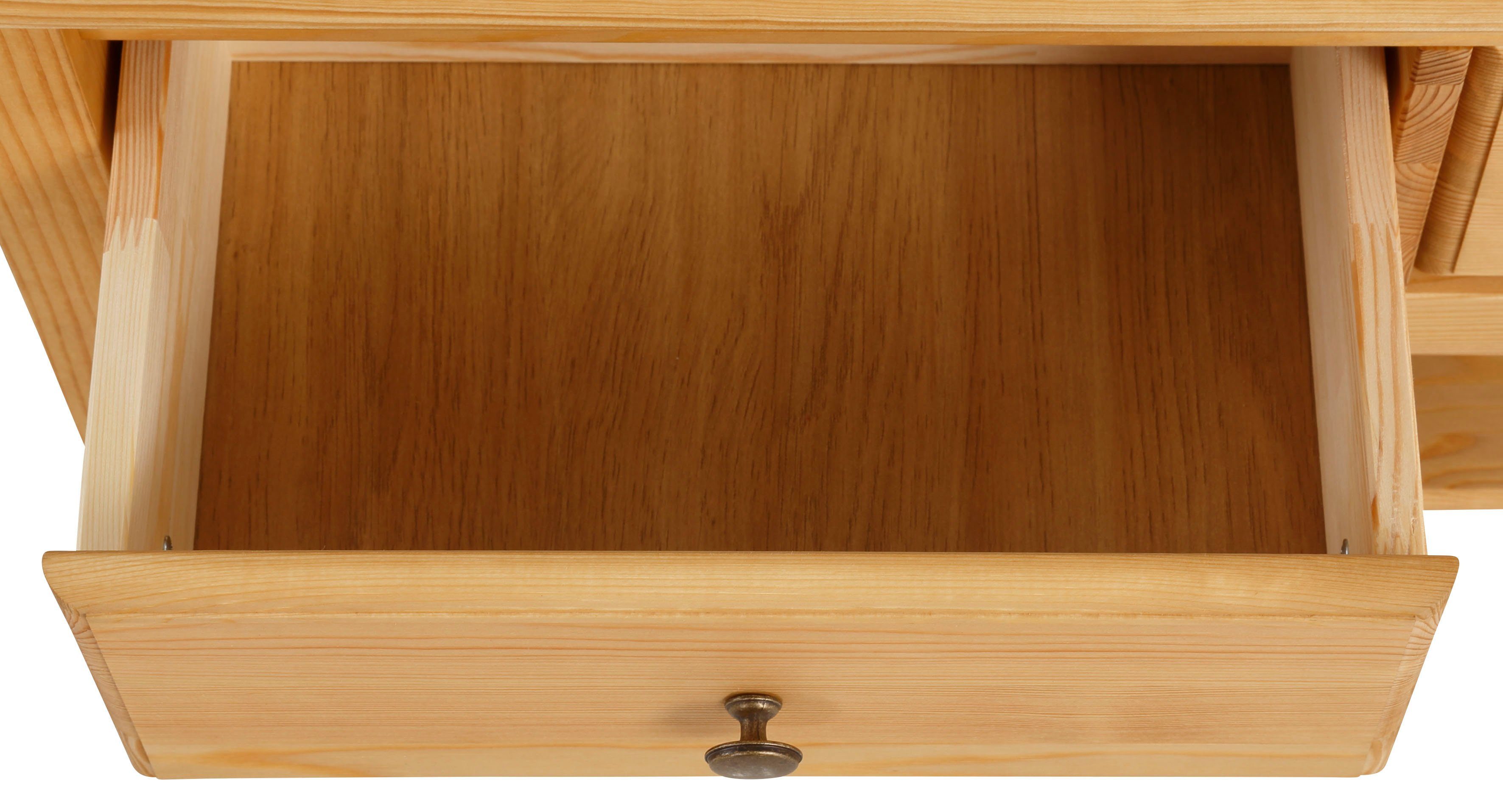Home affaire Salontafel Leonis Breedte 89 cm, met lades en legplank, van massief grenen
