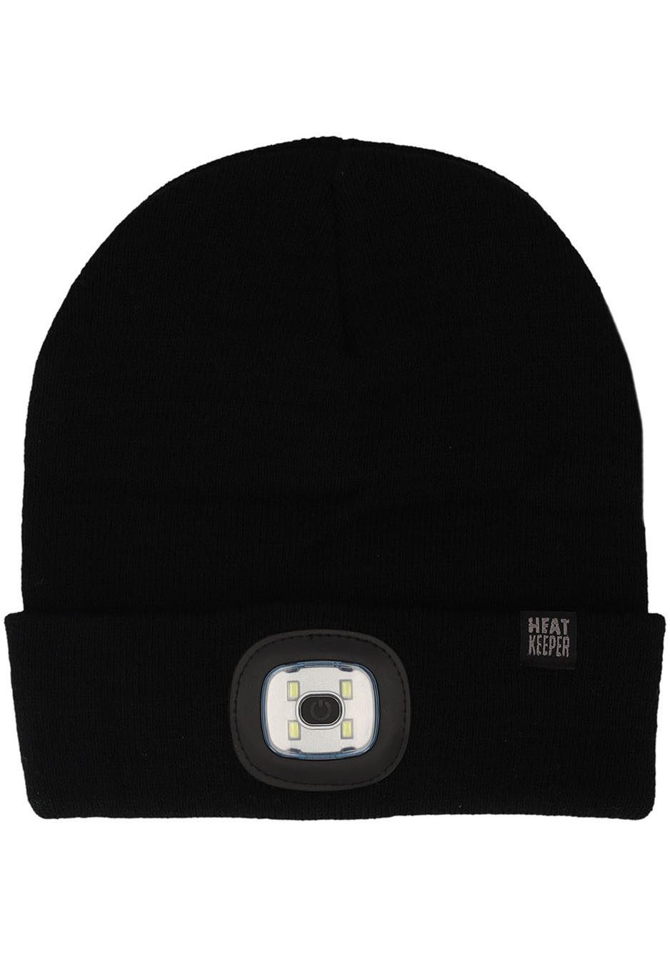 HEAT keeper Gebreide muts MEN THERMAL BEANIE+LED LIGHT RECHARGE oplaadbare, afneembare led-lamp voor de donkere tijd van het jaar (2 stuks)