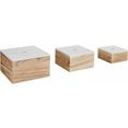 zeller present opbergbox set van 3, hout, wit - naturel wit