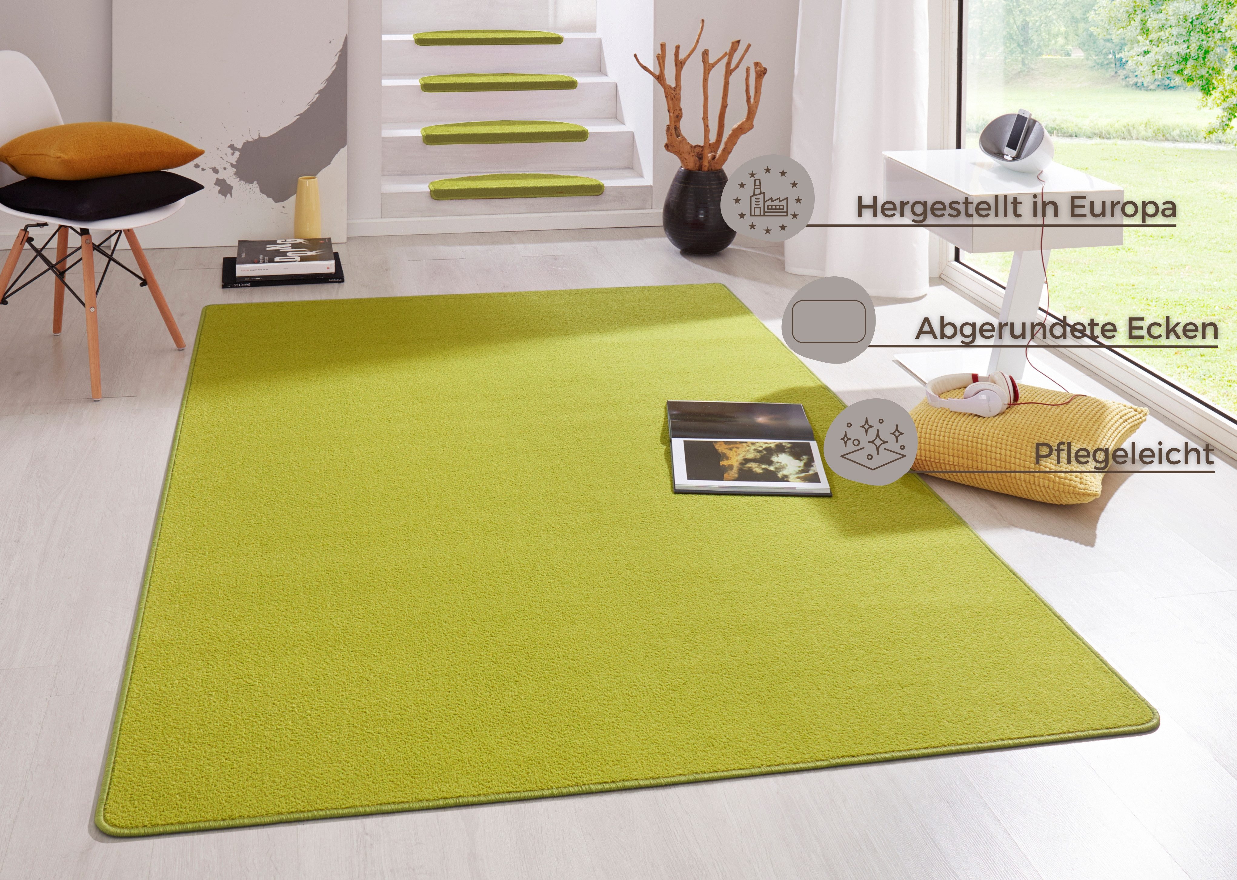 HANSE Home Vloerkleed Fancy Kortpolig, loper, effen, geketteld, woonkamer, slaapkamer, eetkamer