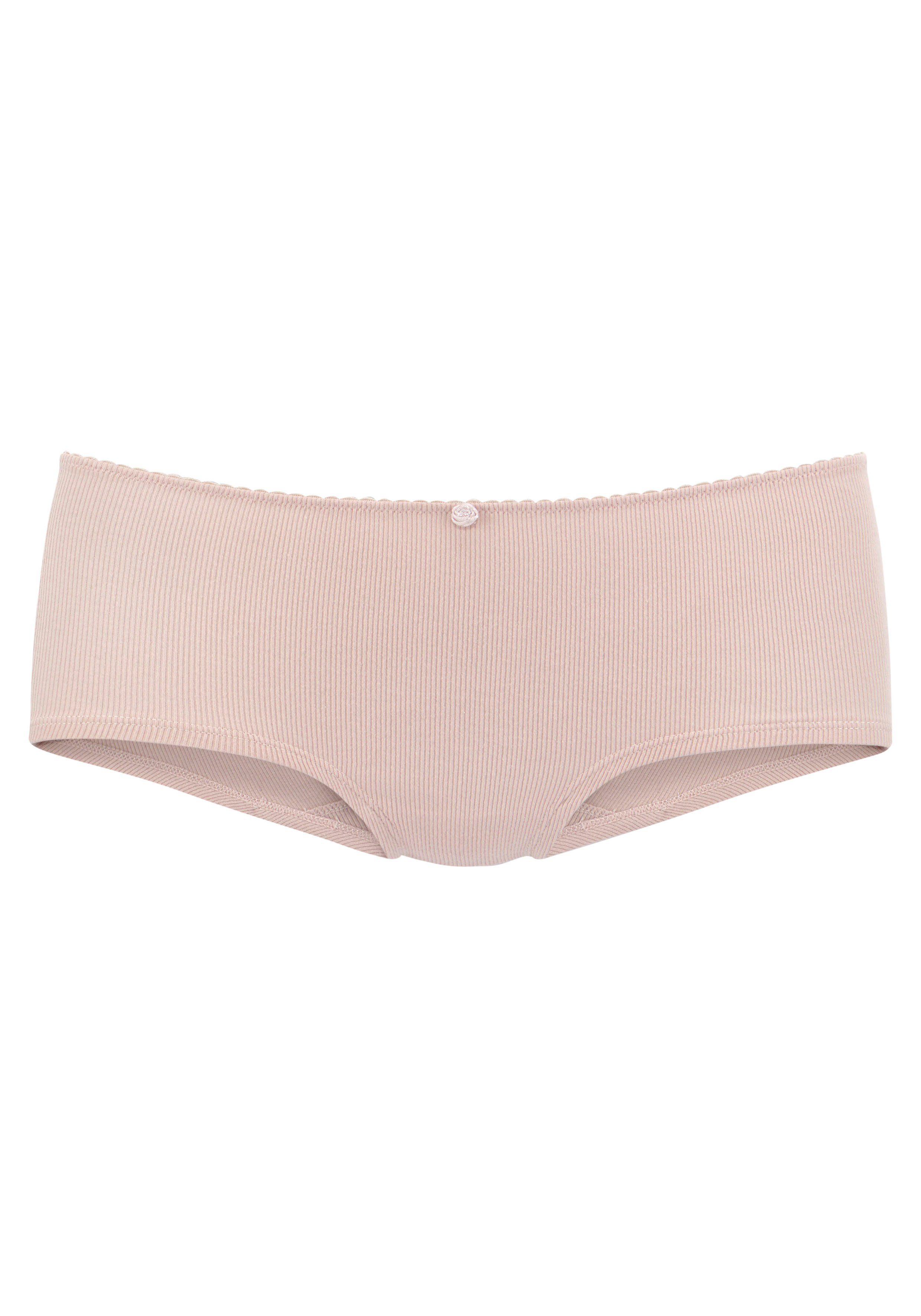 Vivance Hipster van zachte en elastische ribstof met delicate roosjes vooraan (3 stuks)