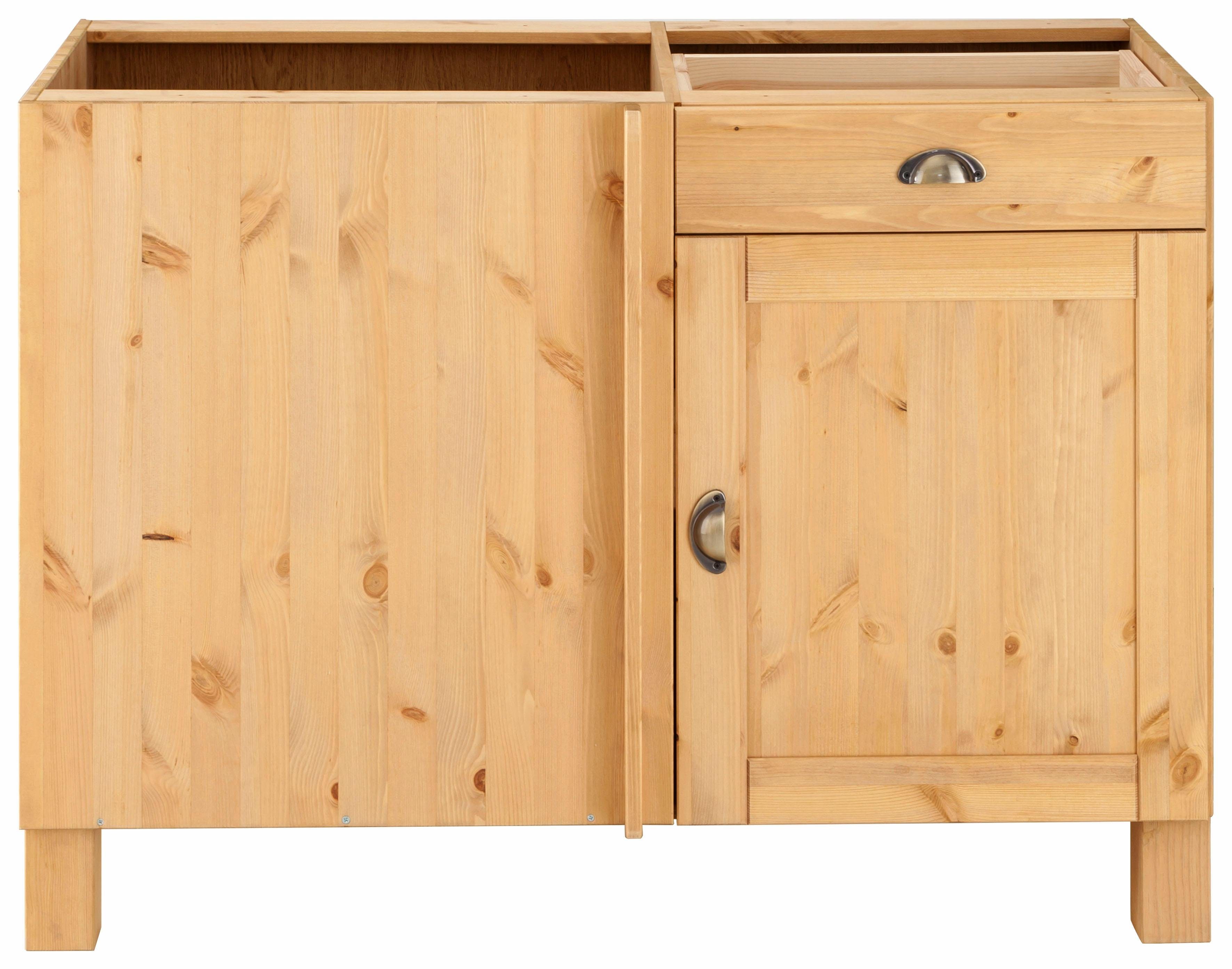 Home affaire Hoekonderkast Oslo 110 cm breed, van massief grenen, metalen grepen, landelijke look