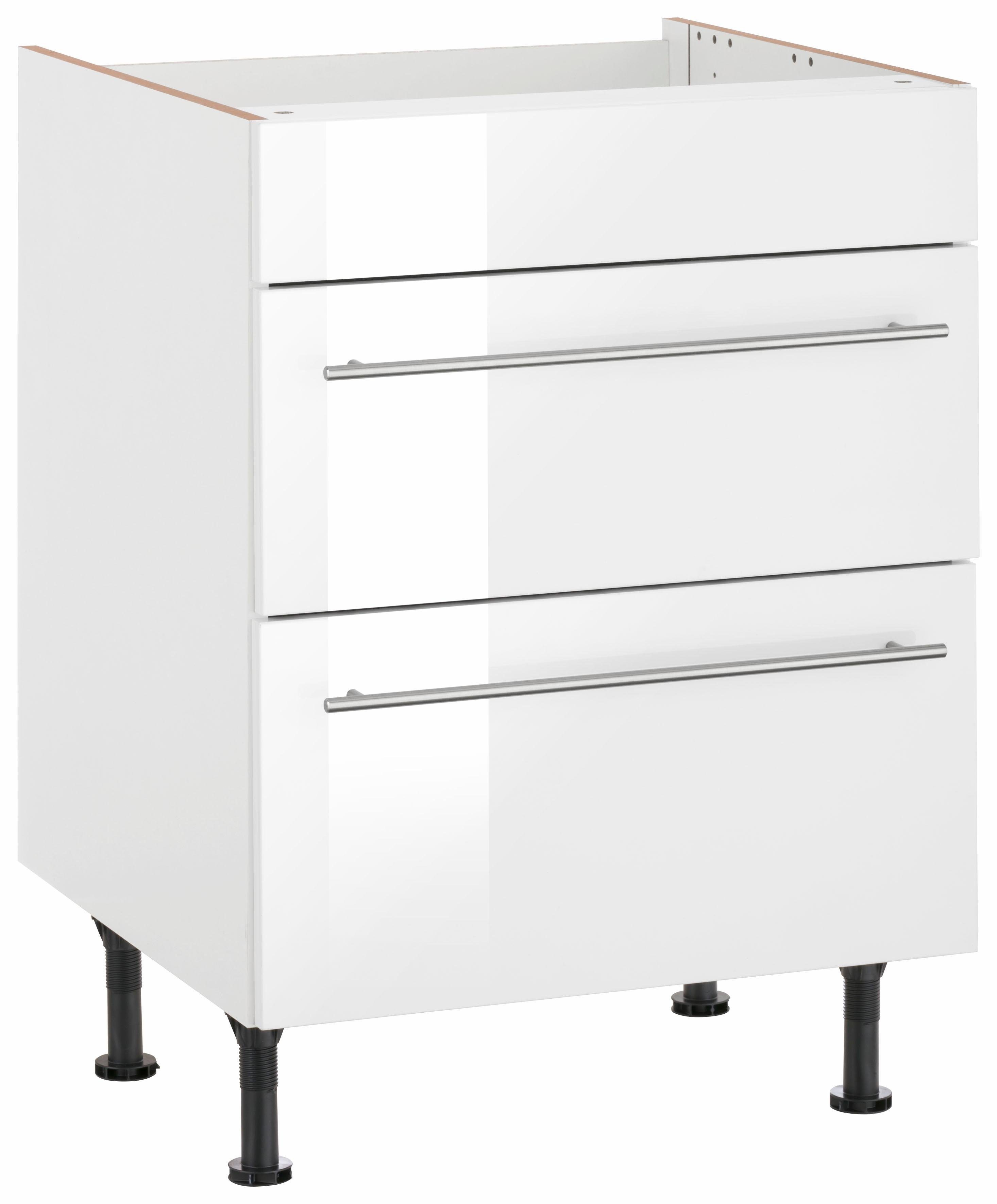OPTIFIT Ombouwkast voor fornuis Bern 60 cm breed, met 2 laden, met in hoogte verstelbare poten ombouwkasten wit