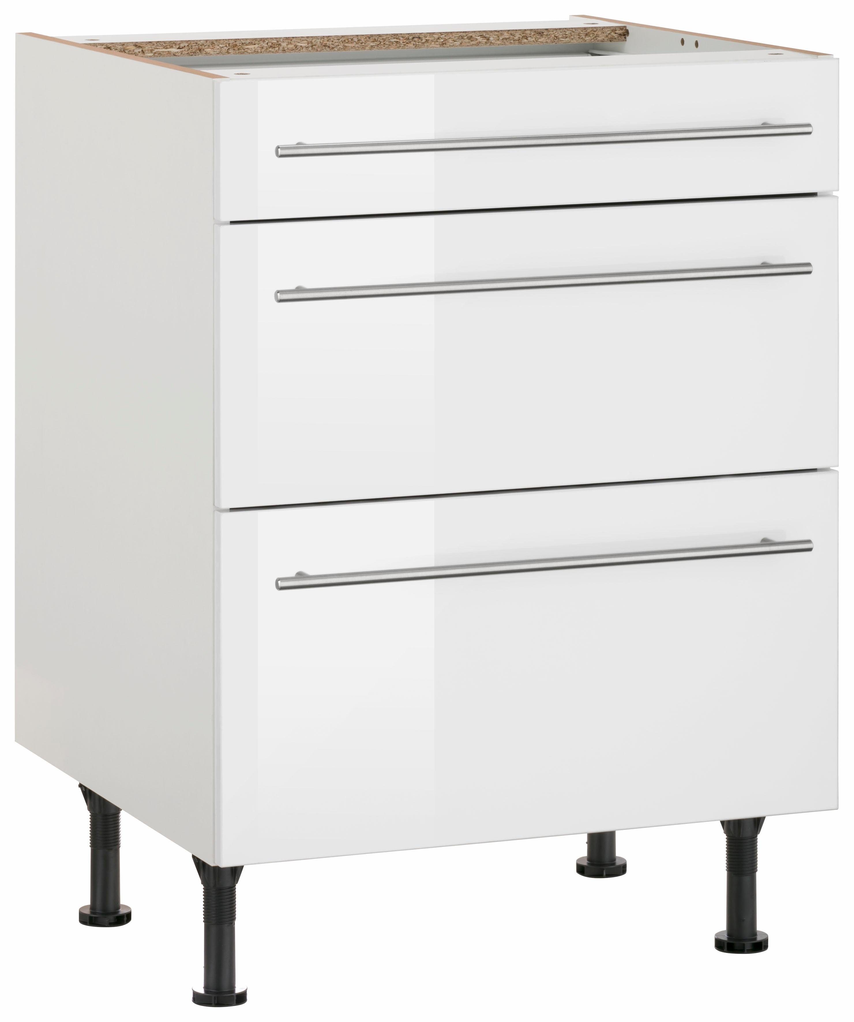 OPTIFIT Onderkast Bern 60 cm breed, met lade en 2 laden, in hoogte verstelbare poten onderkasten wit
