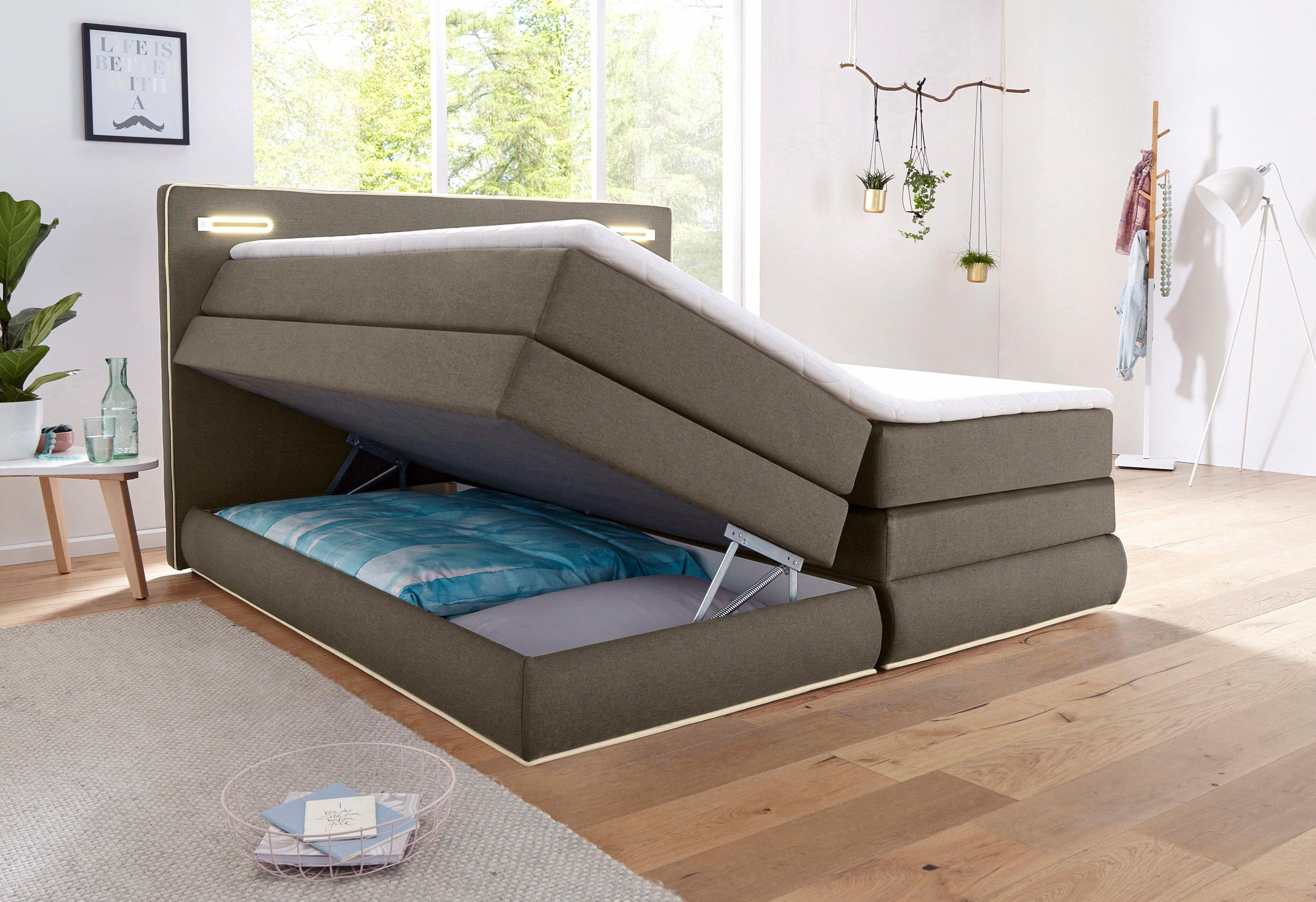 COLLECTION AB Boxspring Ninoni incl. bedlade, topper en optioneel met led-verlichting