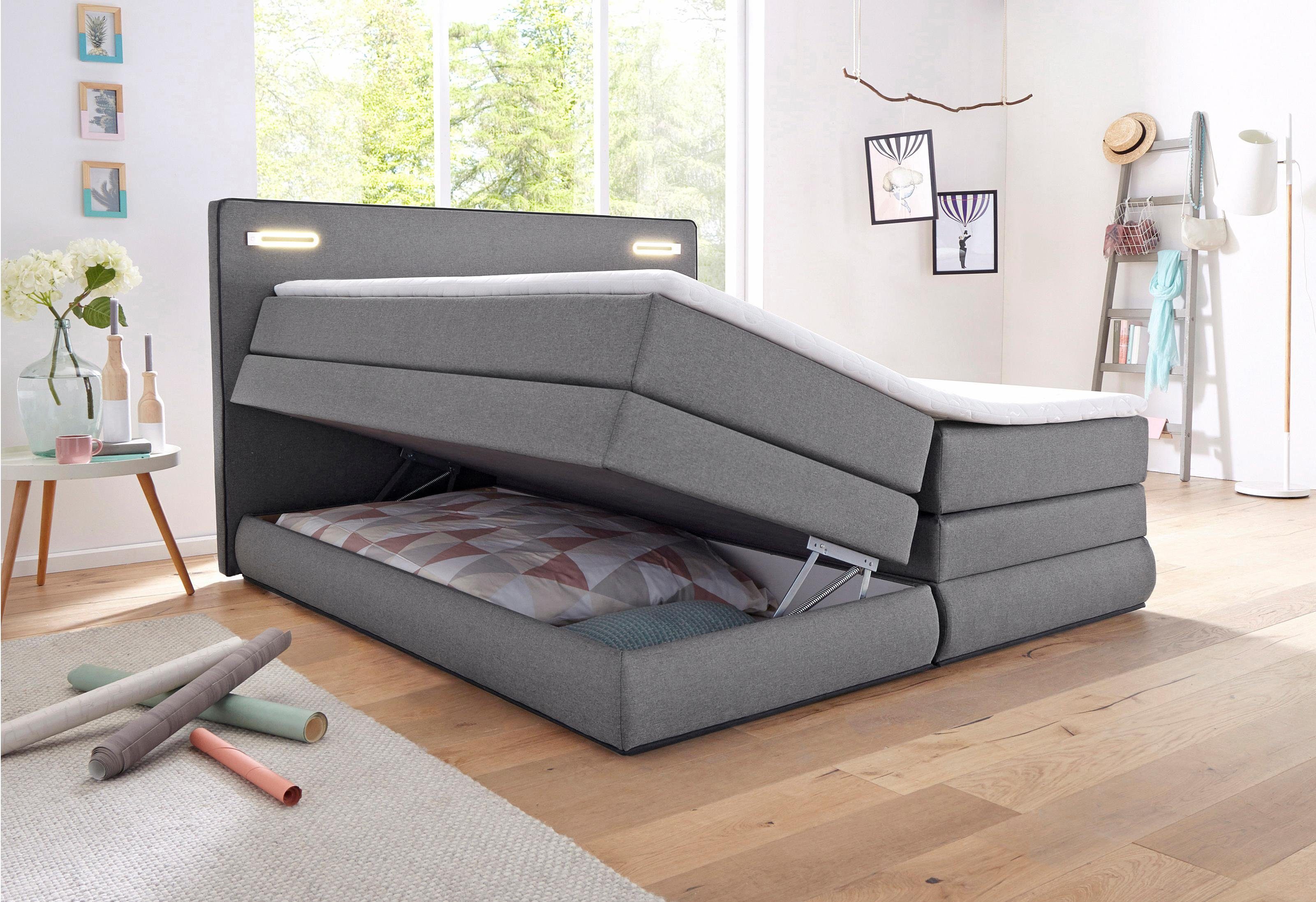 COLLECTION AB Boxspring Ninoni incl. bedlade, topper en optioneel met led-verlichting