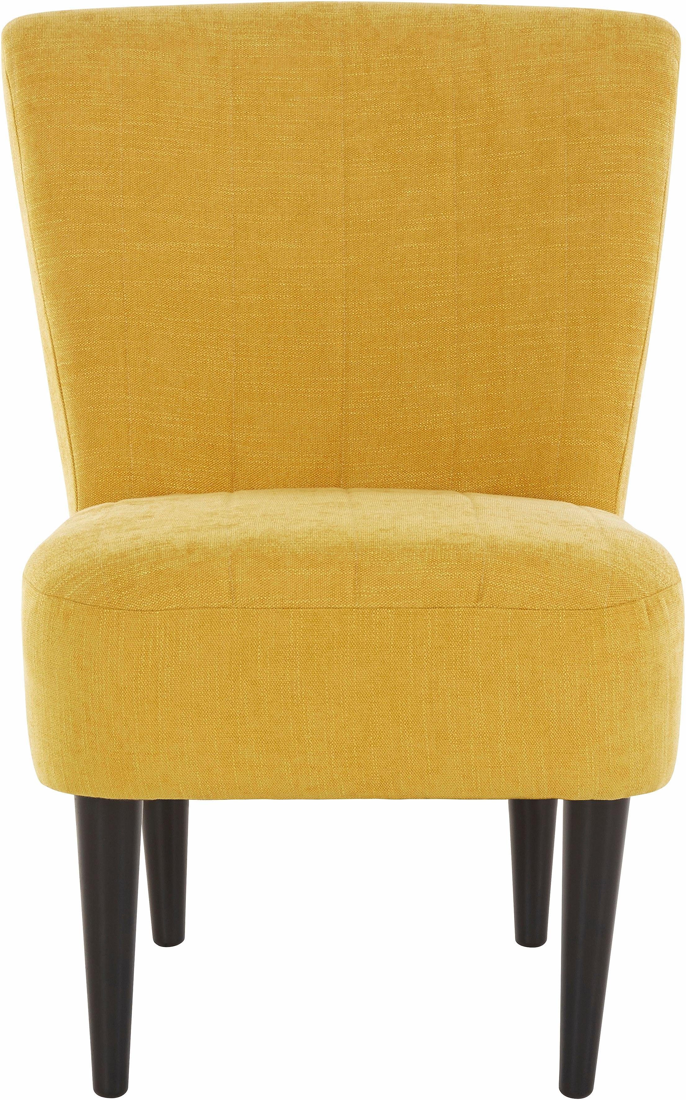 ATLANTIC home collection Cocktailfauteuil JAN met golfvering, massief houten poten