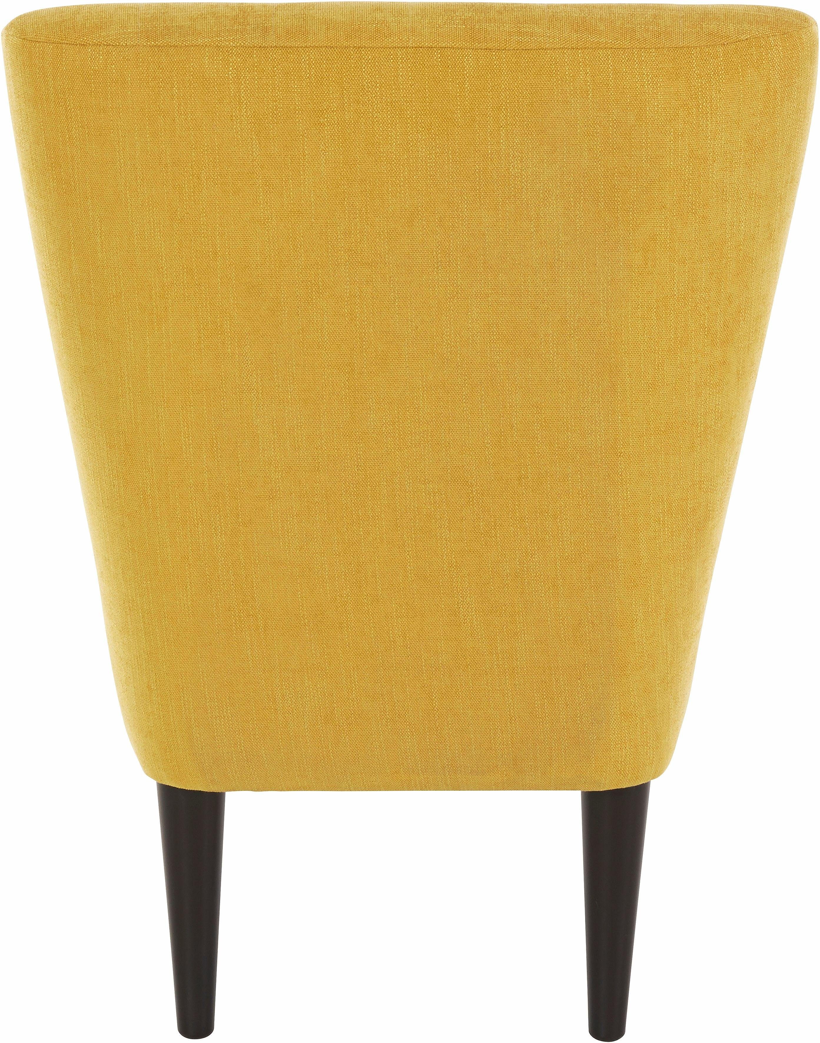 ATLANTIC home collection Cocktailfauteuil JAN met golfvering, massief houten poten