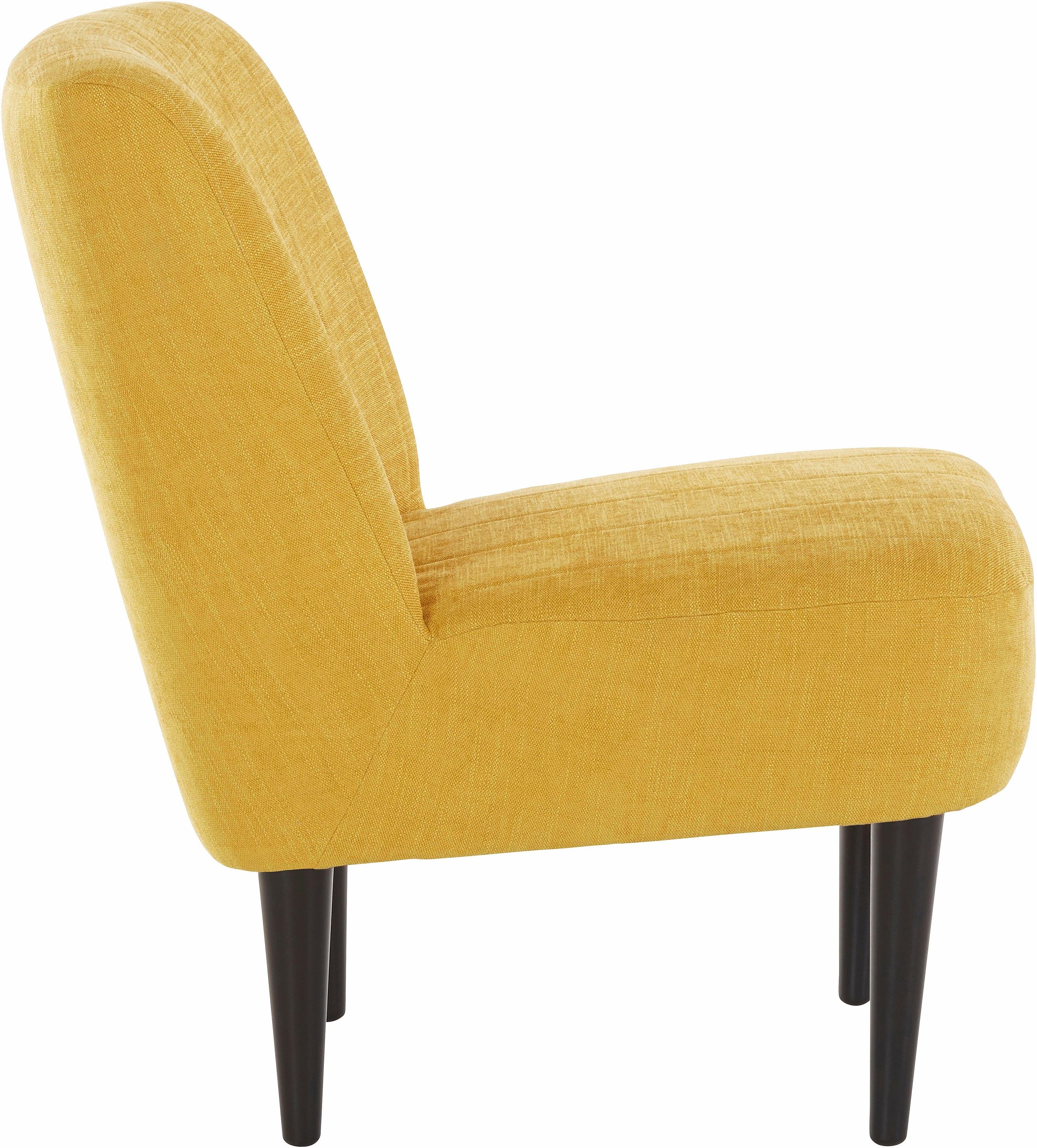 ATLANTIC home collection Cocktailfauteuil JAN met golfvering, massief houten poten