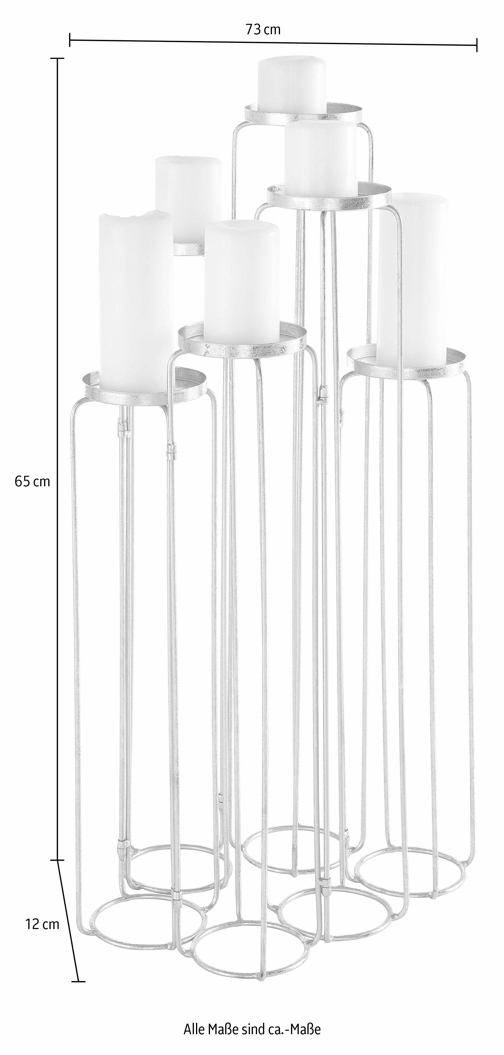 Leonique Kaarsenstandaard Mareesa van metaal, voor stompkaarsen, hoogte ca. 65 cm, verschillend opstelbaar (1 stuk)