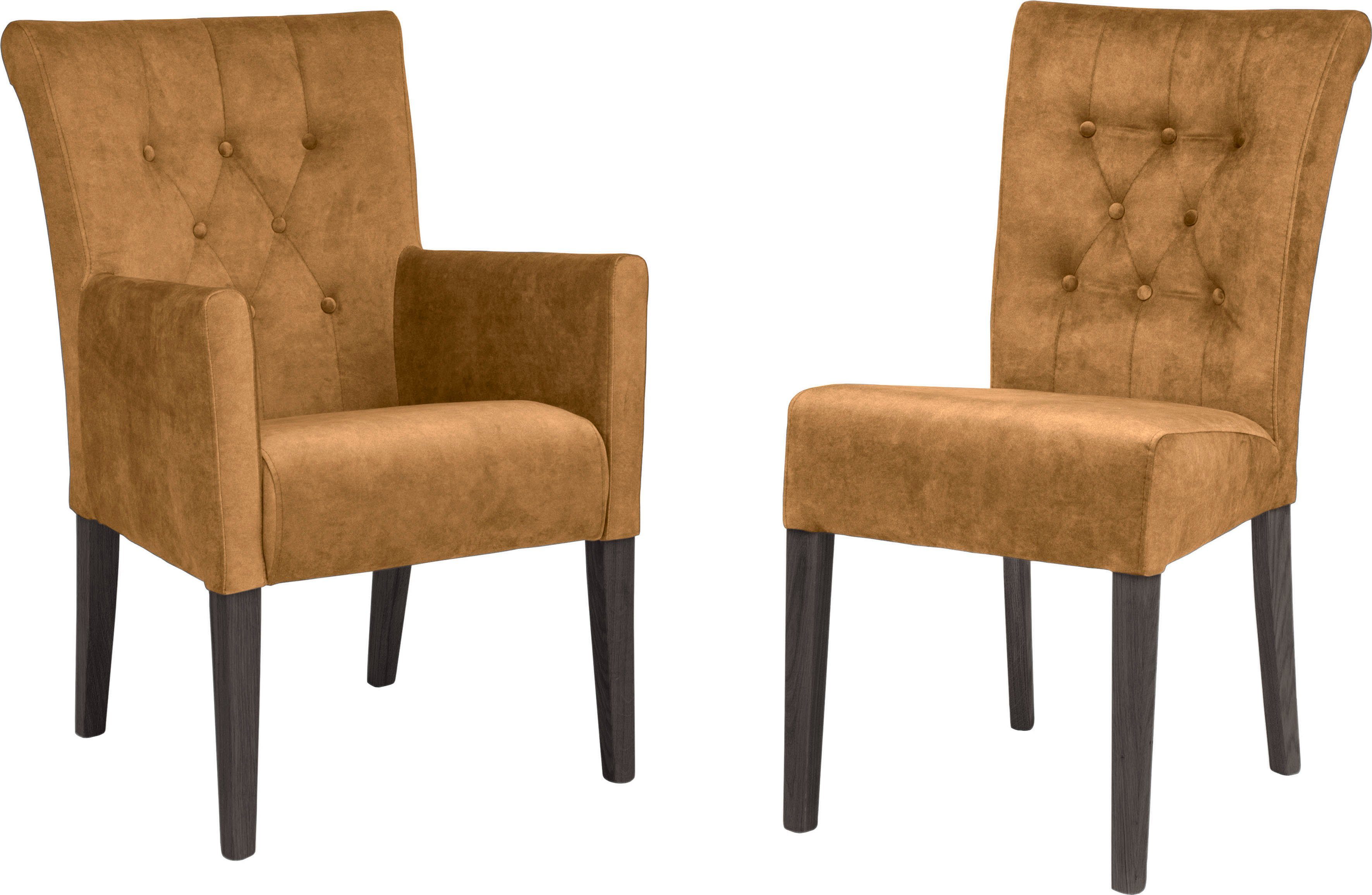 Home affaire Eetkamerstoel Queen BESTSELLER Gestoffeerde stoel met knoopdetails, set van 2, 4 of 6