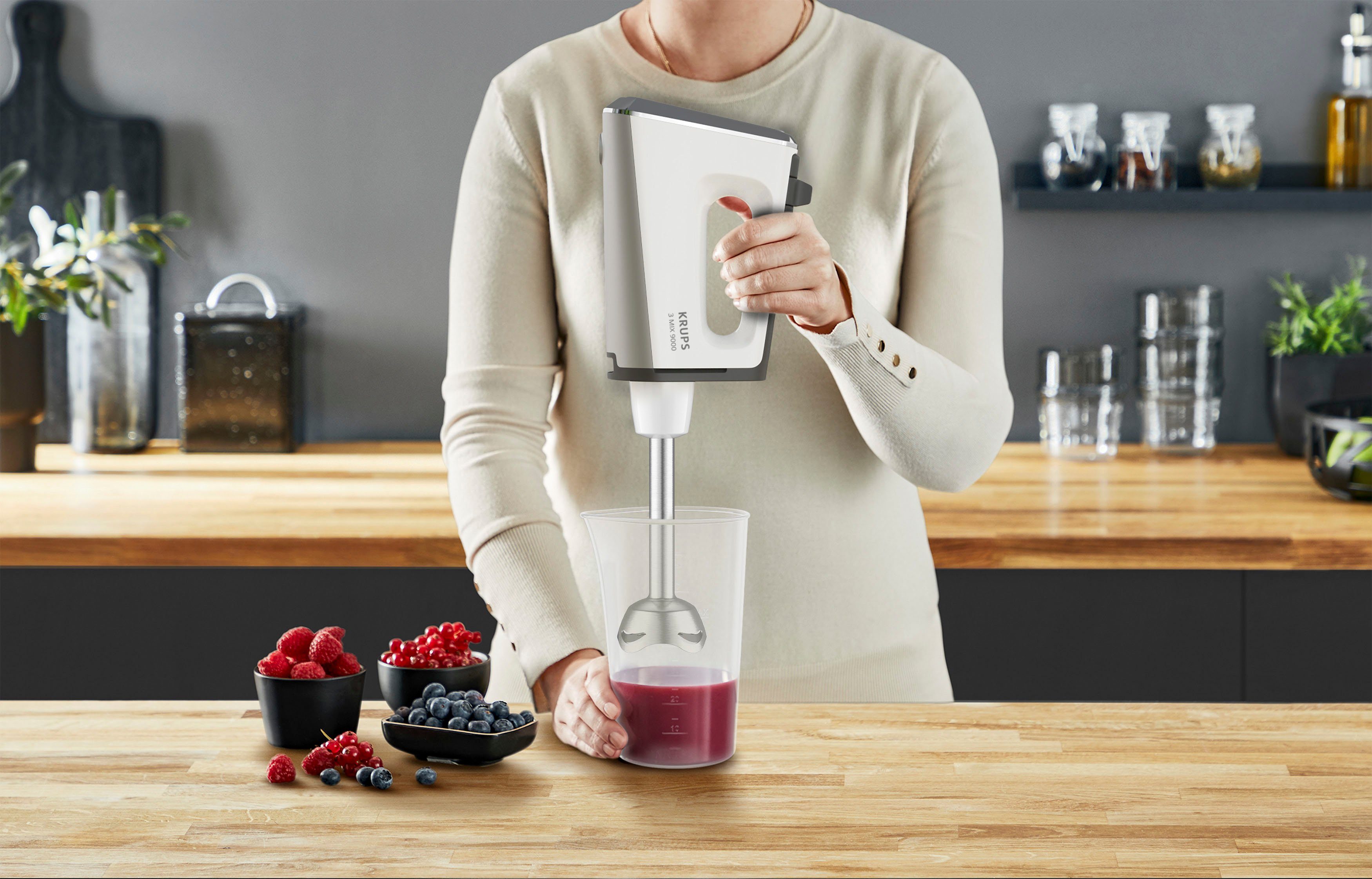 Krups Handmixer 3, Mix 9000 incl. garde, deeghaken, staafmixer-opzetstuk, maatbeker, gn9121