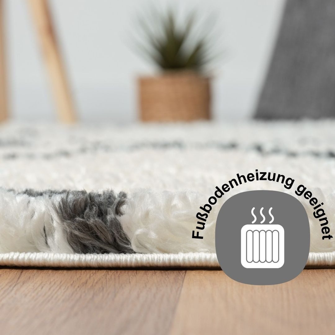 Myflair Möbel & Accessoires Hoogpolig vloerkleed My Shaggy Raute Shaggy, Scandi ruiten ontwerp, licht glanzend, extra fluffy