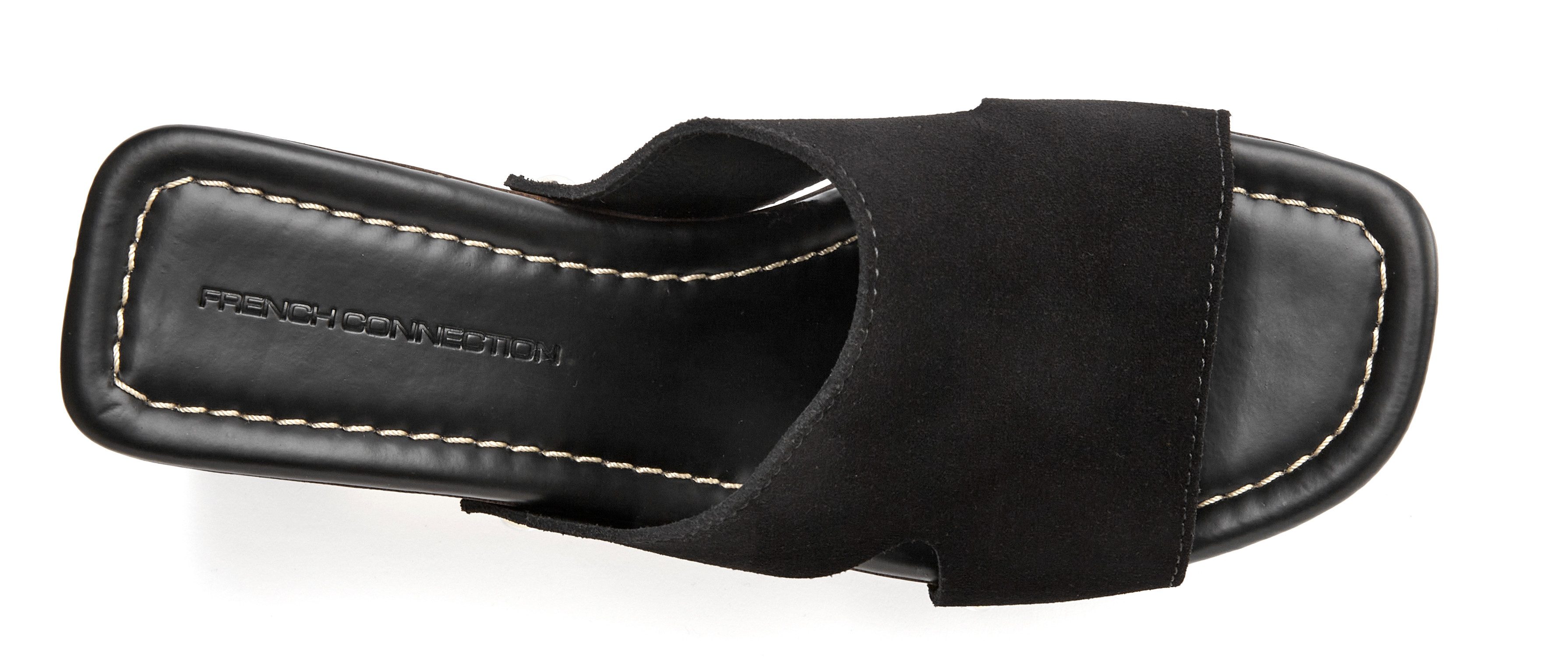 French Connection Slippers Mule, sandaal, open schoen van leer met blokhak