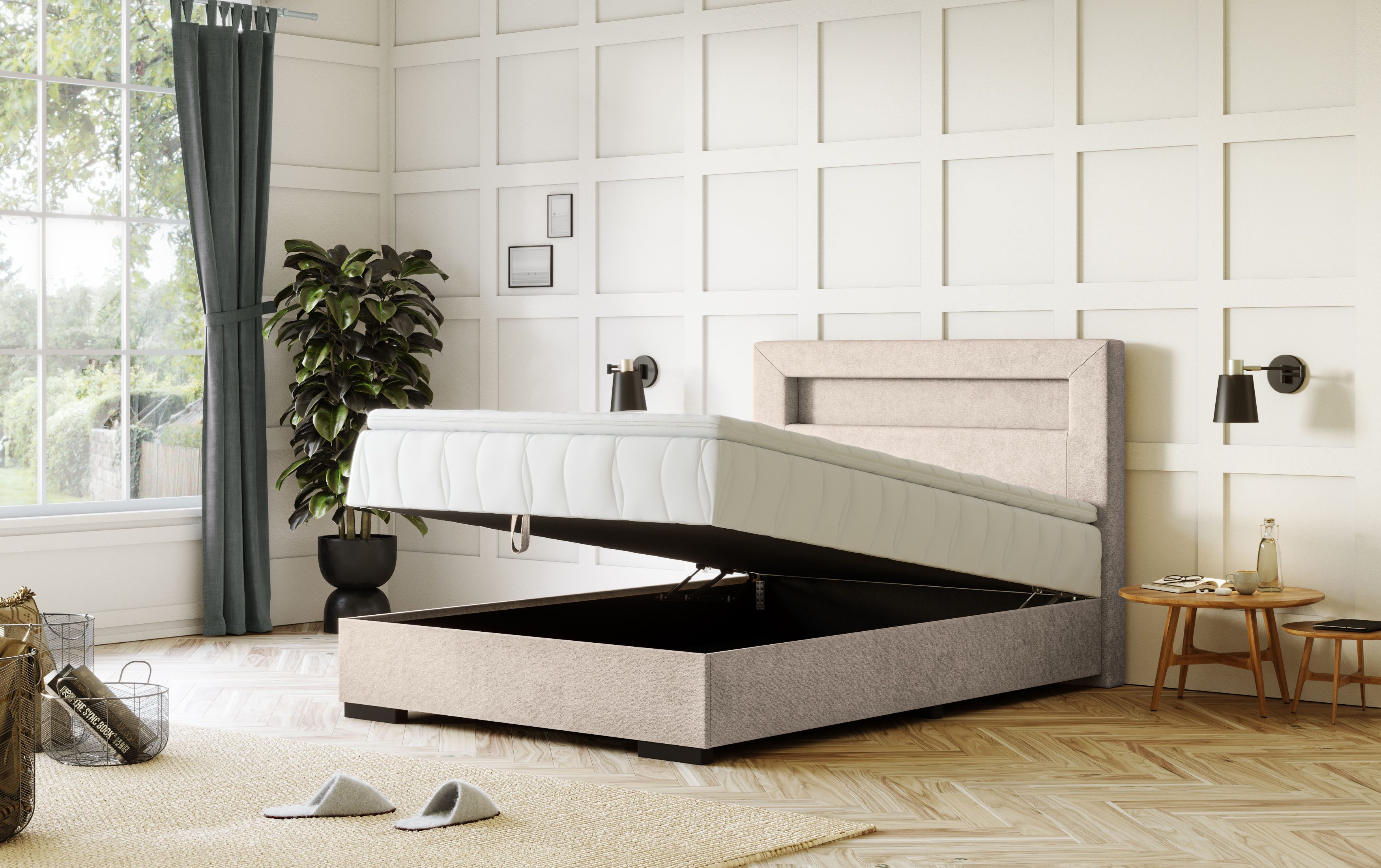 COTTA Boxspring Kelly uitgerust met led-licht, incl. bedlade