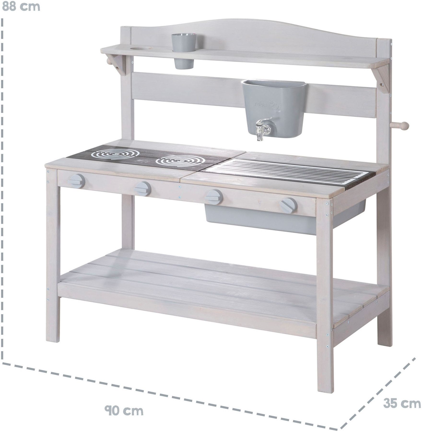Roba® Outdoor-speelkeukentje Modderkeuken, grijs gelazuurd, van hout