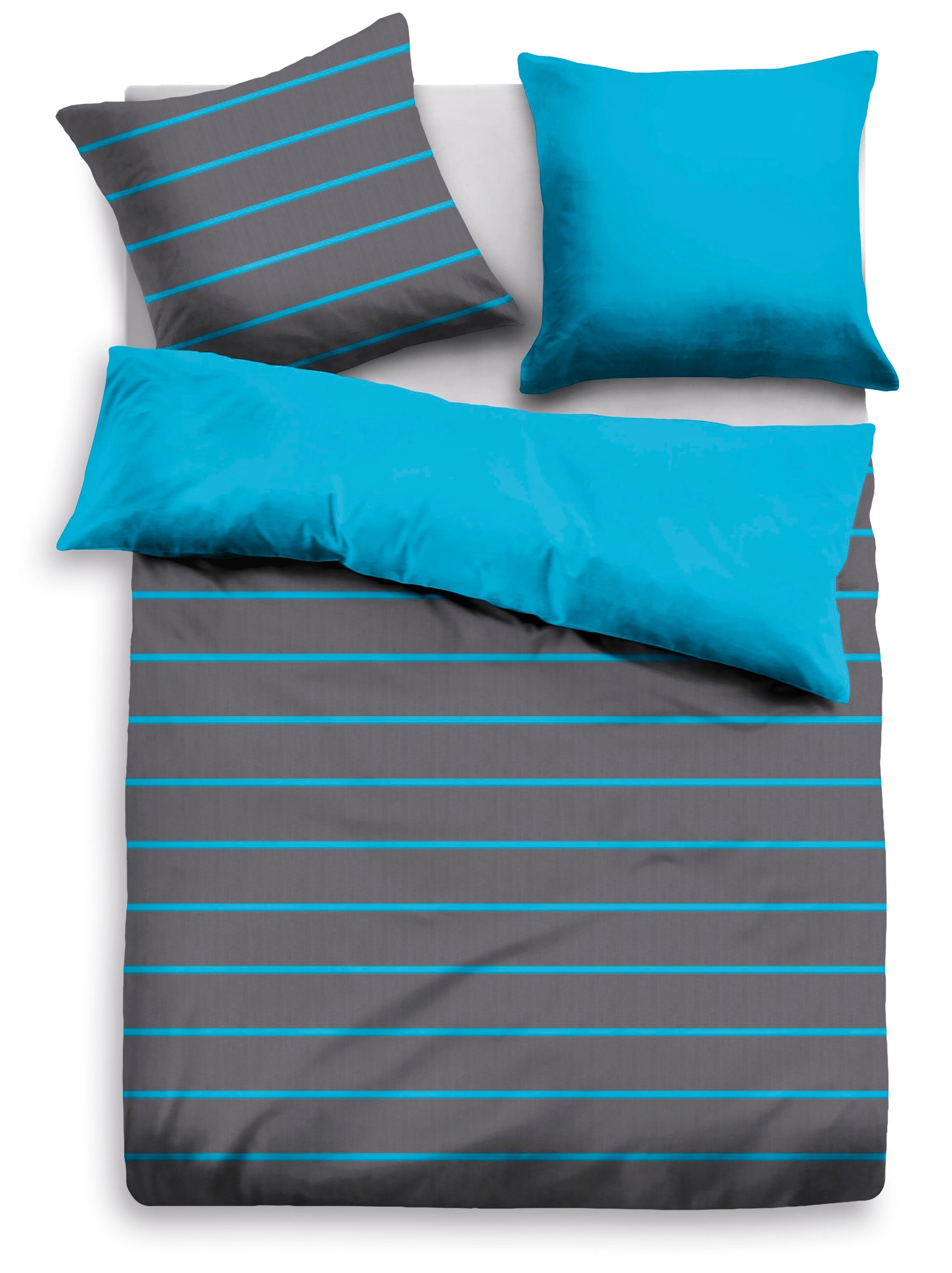 my home Beddengoed Katja Dekbedovertrek van katoen, dekbedovertrek met streepdesign, reversible-look (2-delig)